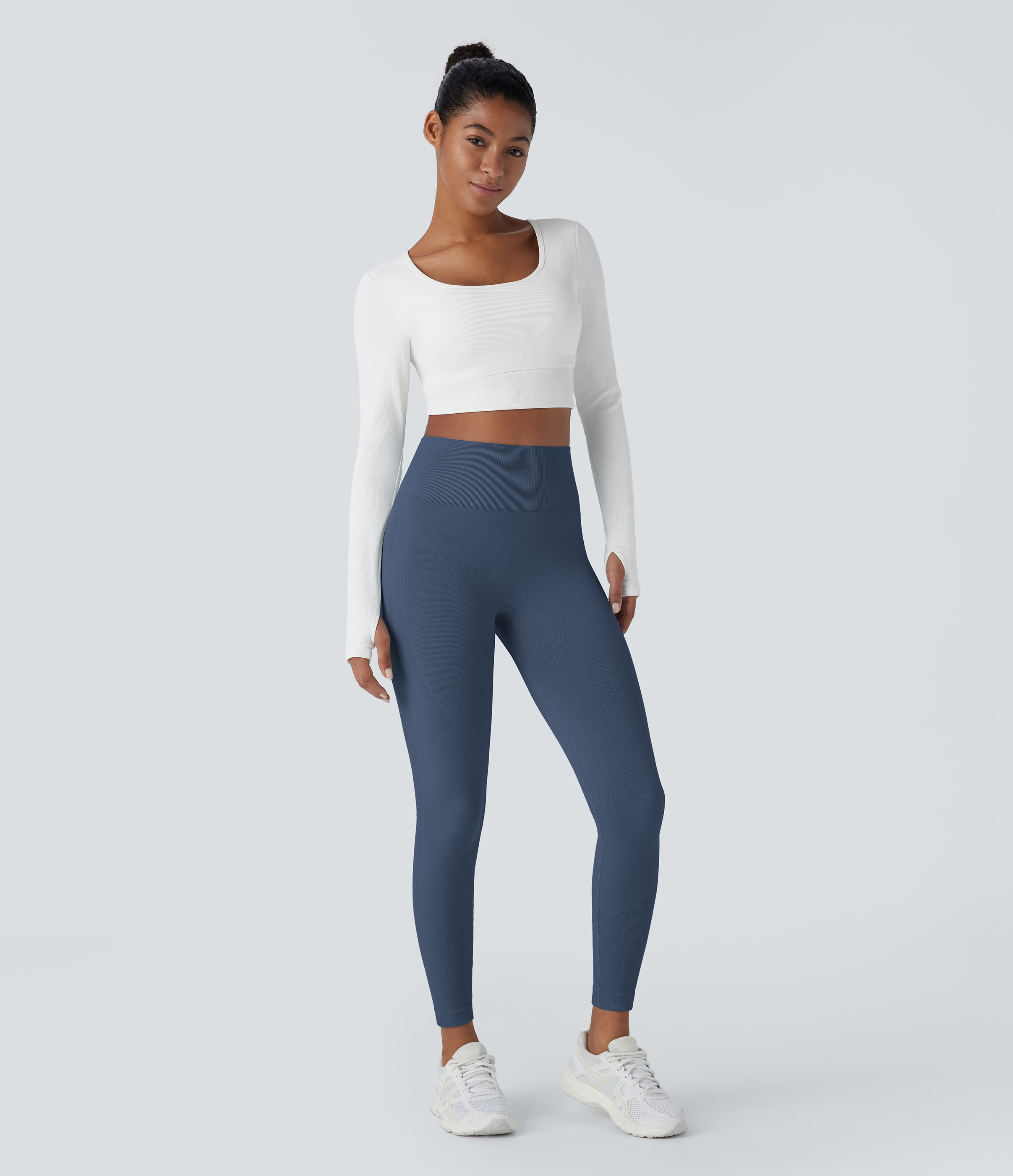 Halara Seamless Flow High Waisted Tummy Control Butt Lifting 7/8 Yoga Leggings  - Peacoat - S(7/8) gym leggings leggings with pockets 