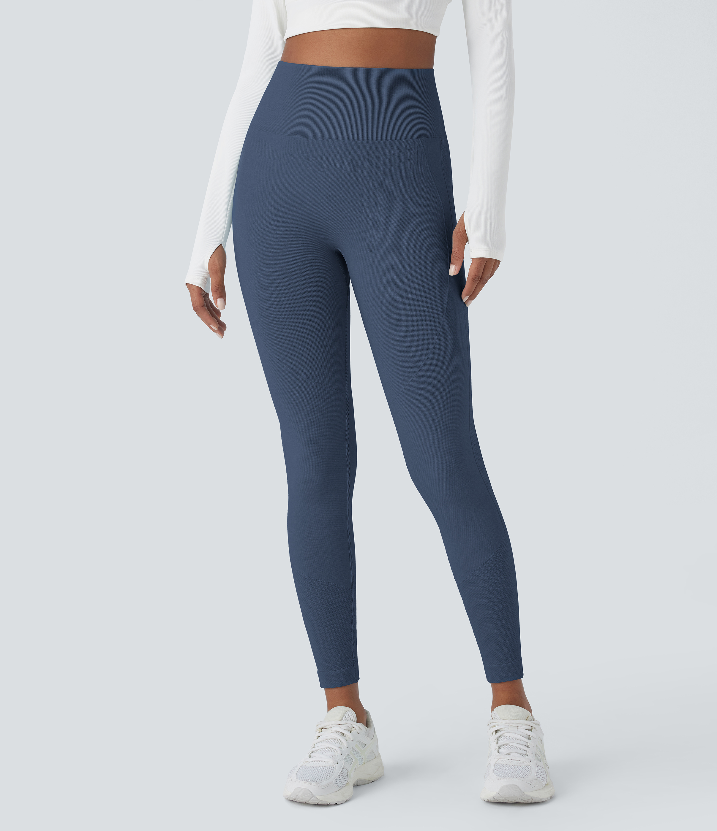 Halara Seamless Flow High Waisted Tummy Control Butt Lifting 7/8 Yoga Leggings  - Peacoat - S(7/8) gym leggings leggings with pockets 
