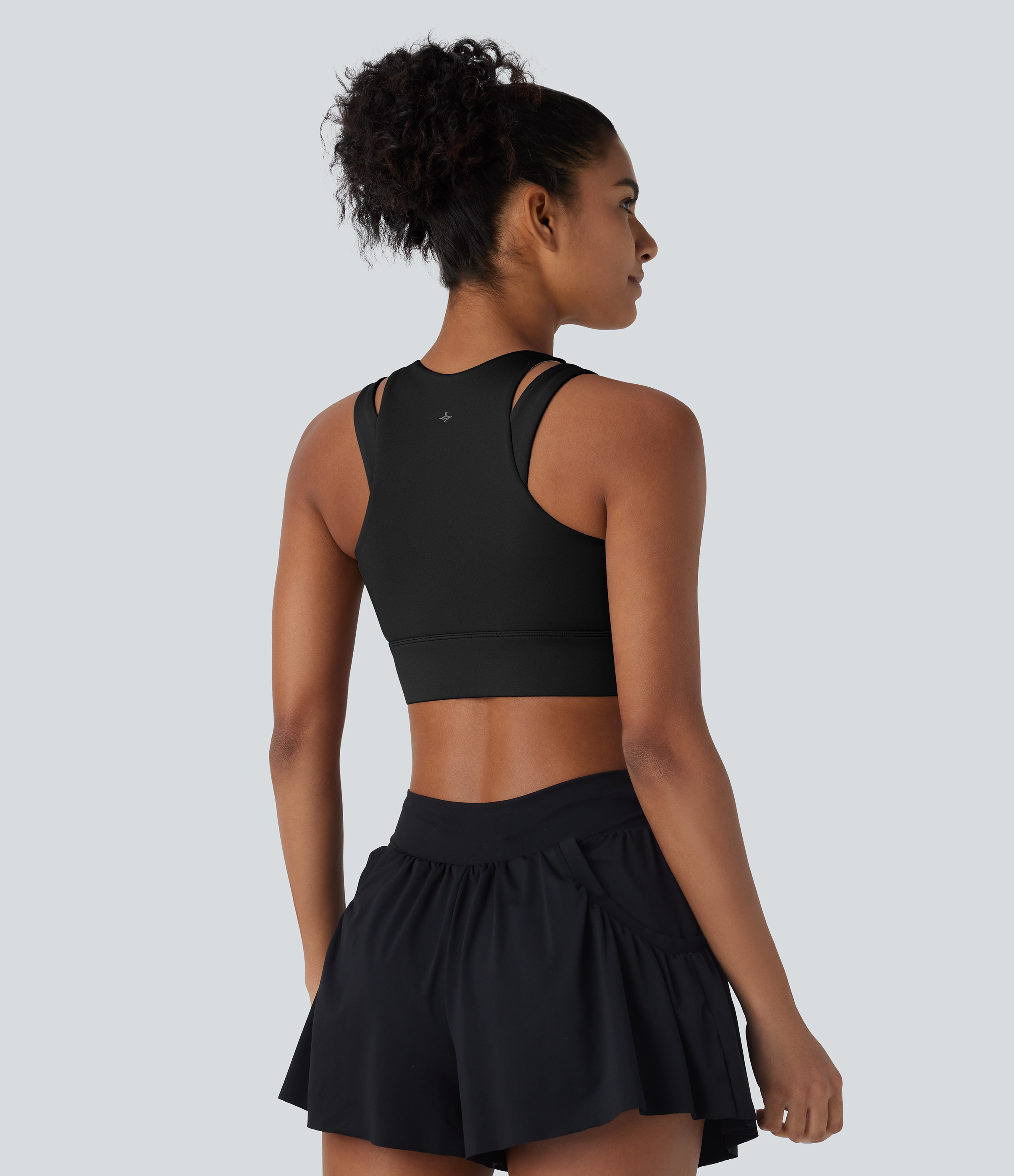 Halara Low Support Cut Out Zipper Sheen Dance Sports Bra  - Black - XS push up bra strapless bra backless bra sticky bra wireless bra 