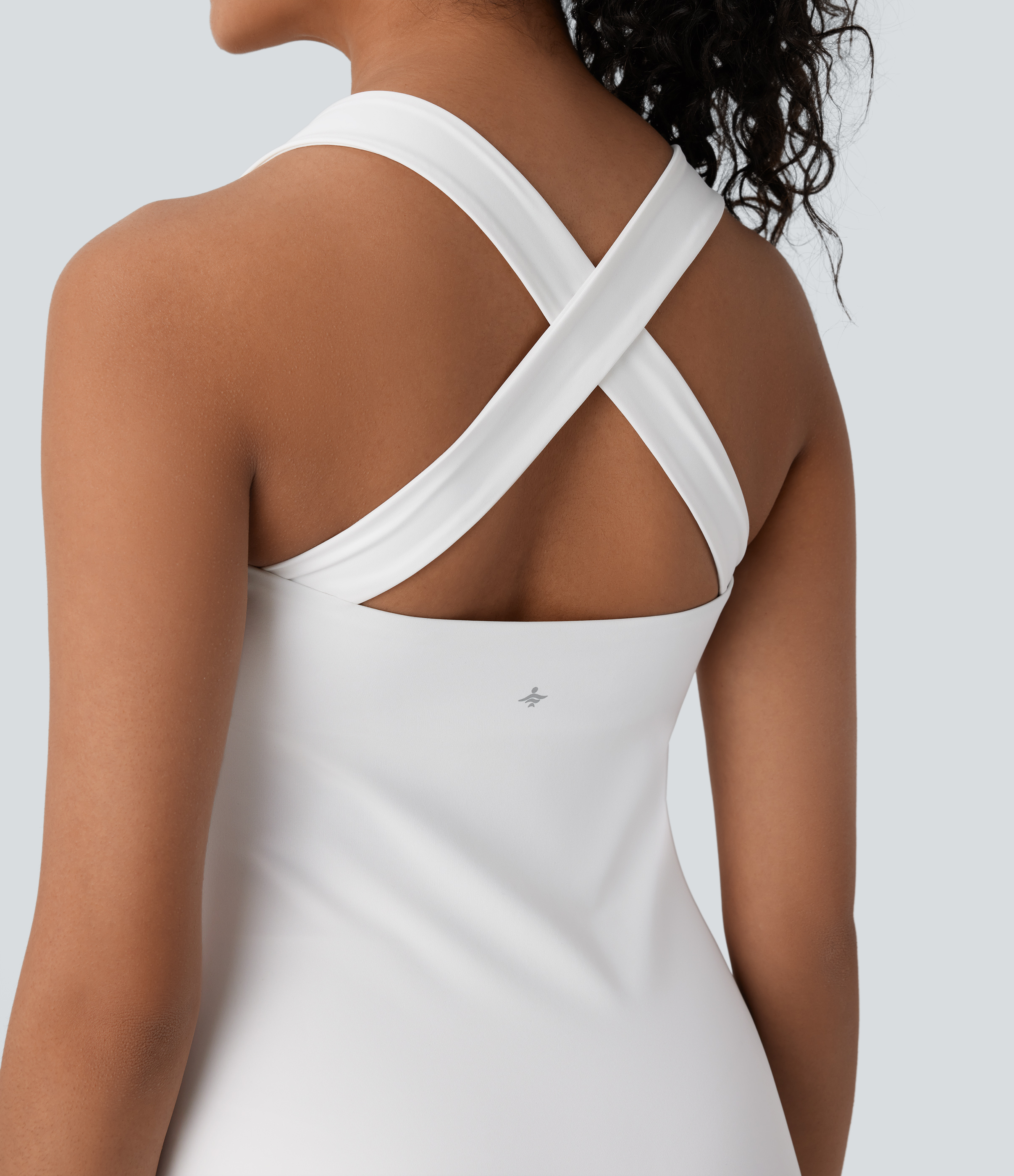 Halara Softlyzeroв„ў QuickDry Crisscross Backless Square Neck Sleeveless Side Pockets 2-Piece Mini Yoga Active Dress Workout Dress - White - S 
