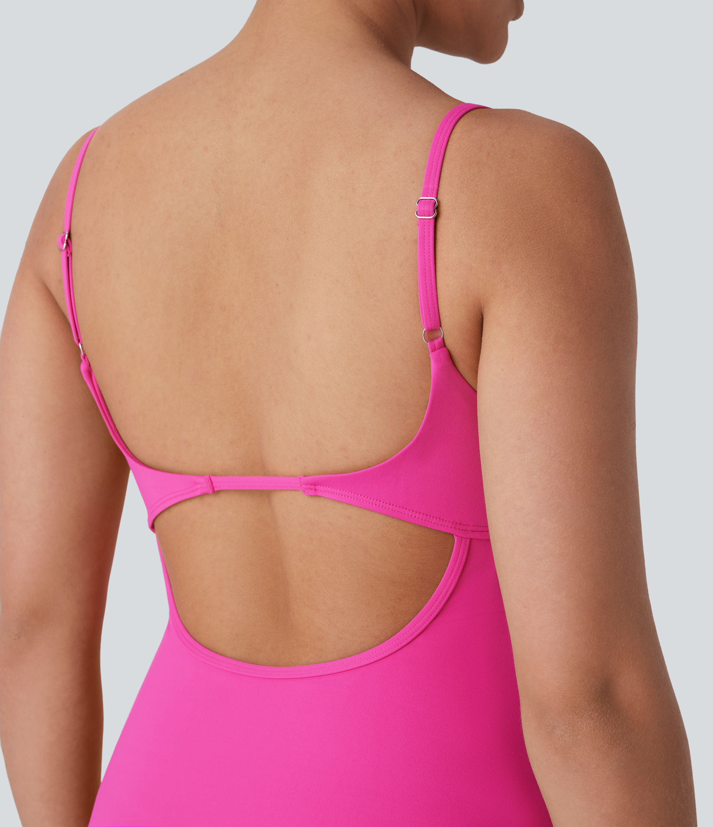 Halara Backless Adjustable Strap Split 2-in-1 Side Pocket Mini Pickleball Active Slip Dress Workout Dress - Hot Pink - XS 