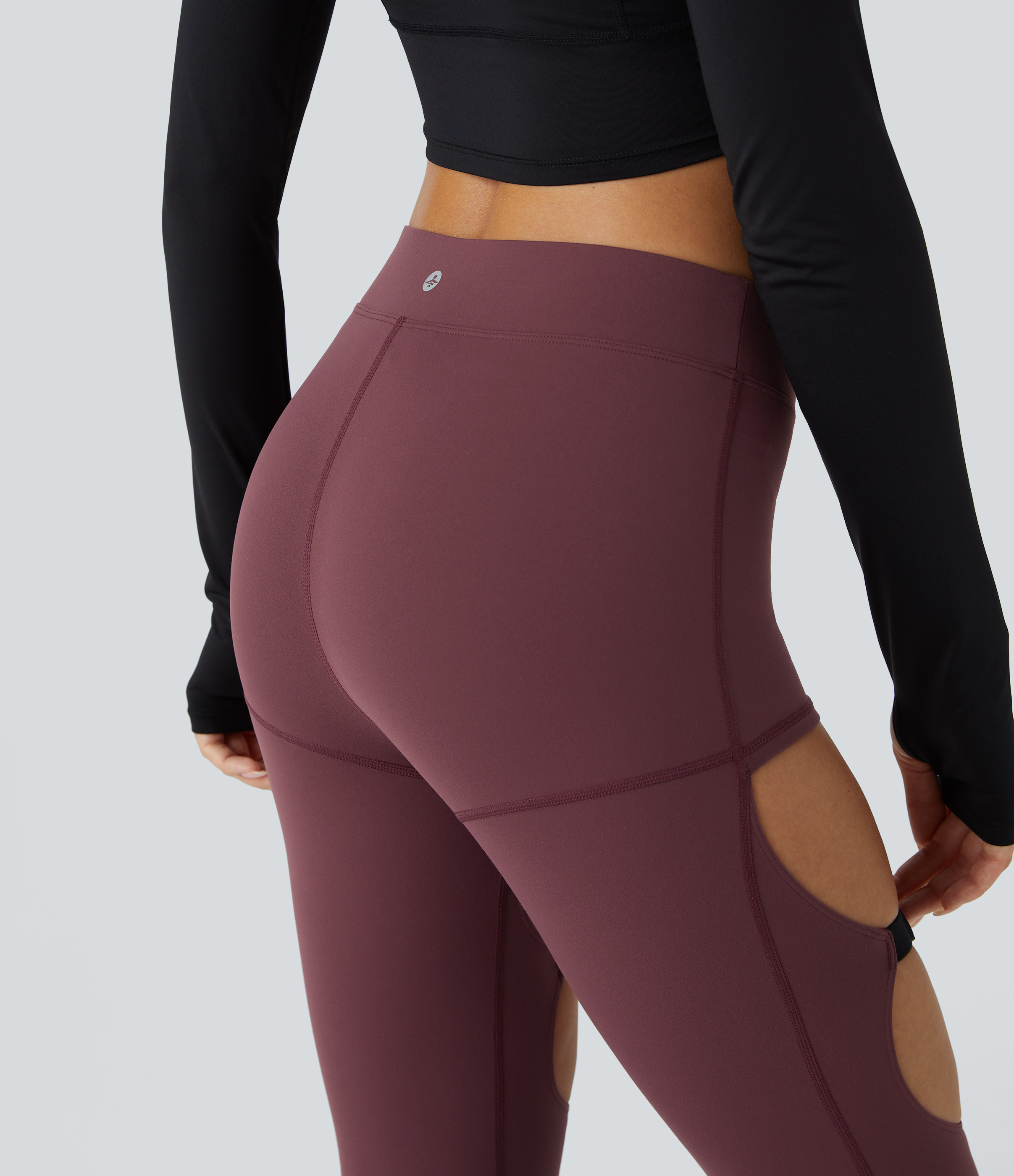Halara UltraSculpt Mid Rise Cut Out Adjustable Buckle 7/8 Yoga Leggings  - Evening Red - S(7/8) gym leggings leggings with pockets 