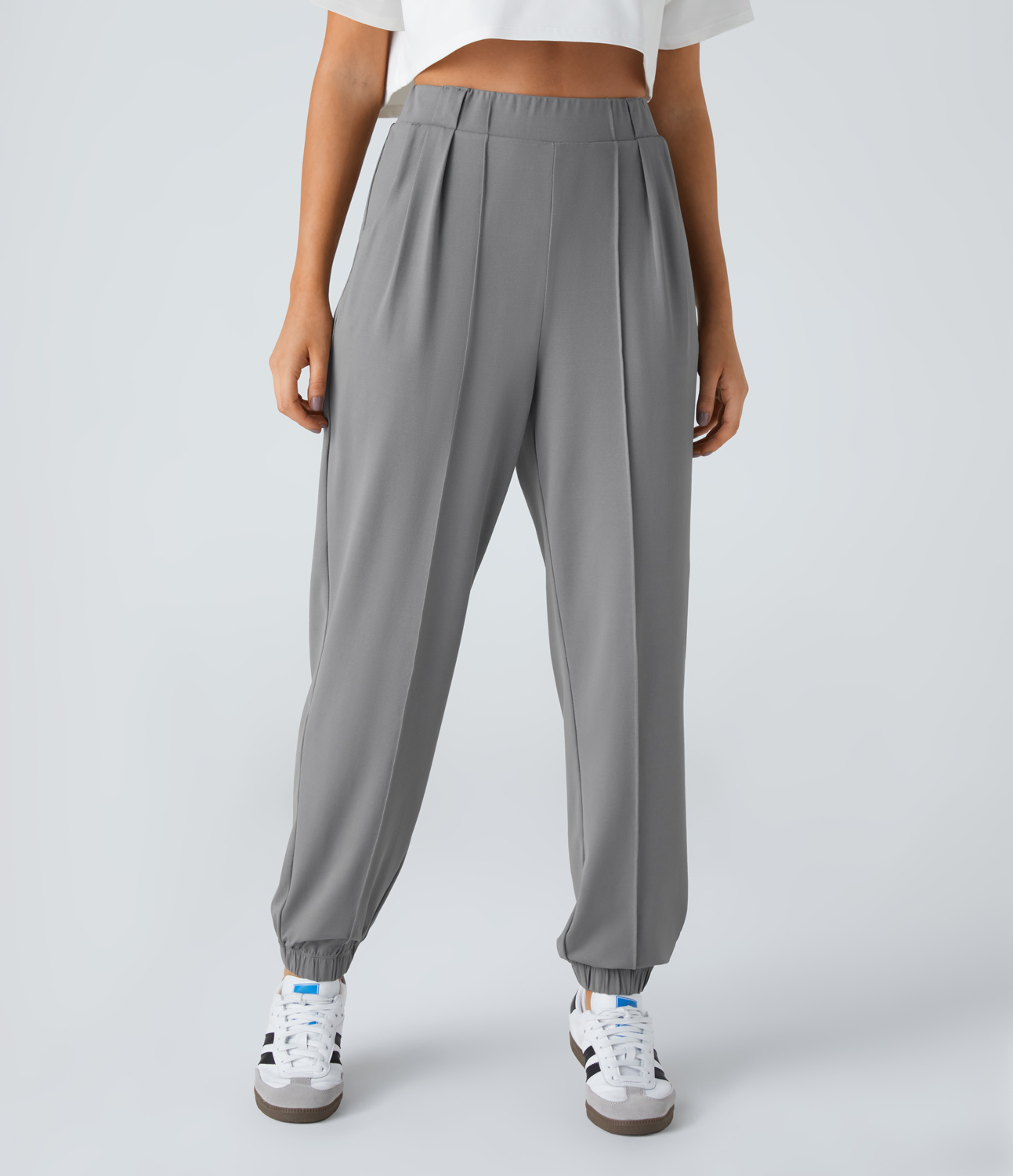 Halara High Waisted Side Pocket Plicated Casual Joggers  - Ultimate Gray - XL(regular) 