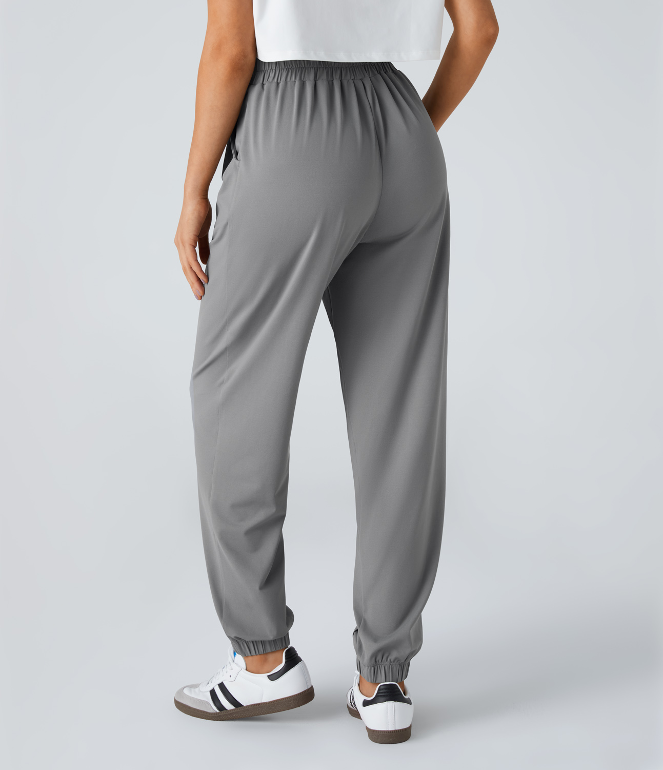 Halara High Waisted Side Pocket Plicated Casual Joggers  - Ultimate Gray - XL(regular) 