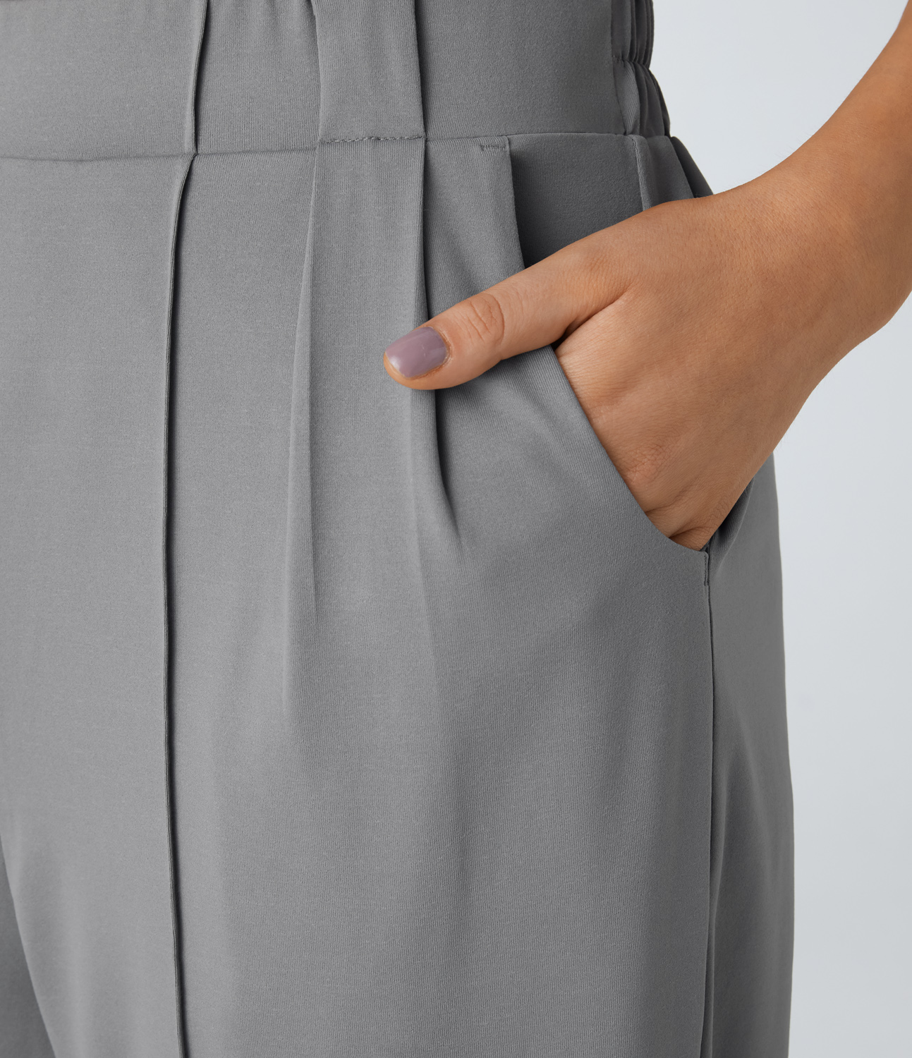 Halara High Waisted Side Pocket Plicated Casual Joggers  - Ultimate Gray - XL(regular) 