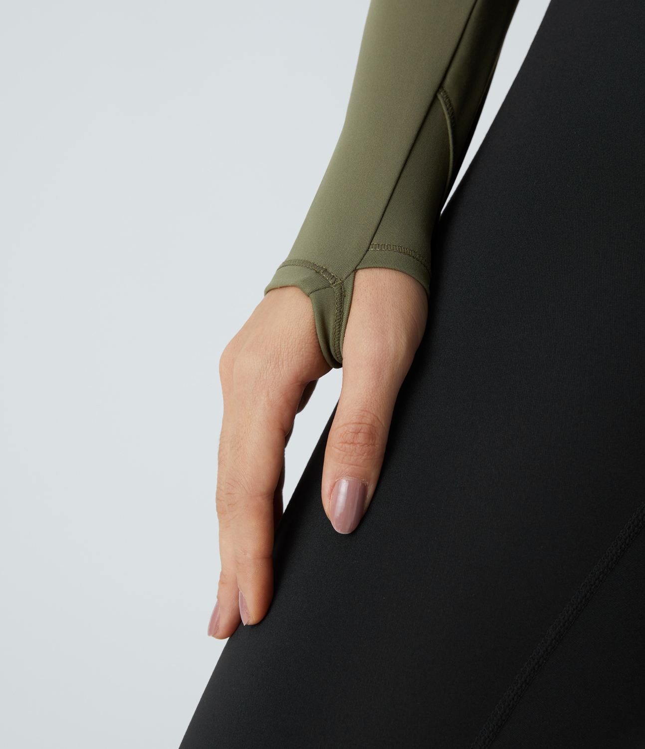 Halara Softlyzeroв„ў Thermal Raglan Sleeve Thumb Hole Slim Yoga Sports Top  - Grass Grey Green - S 