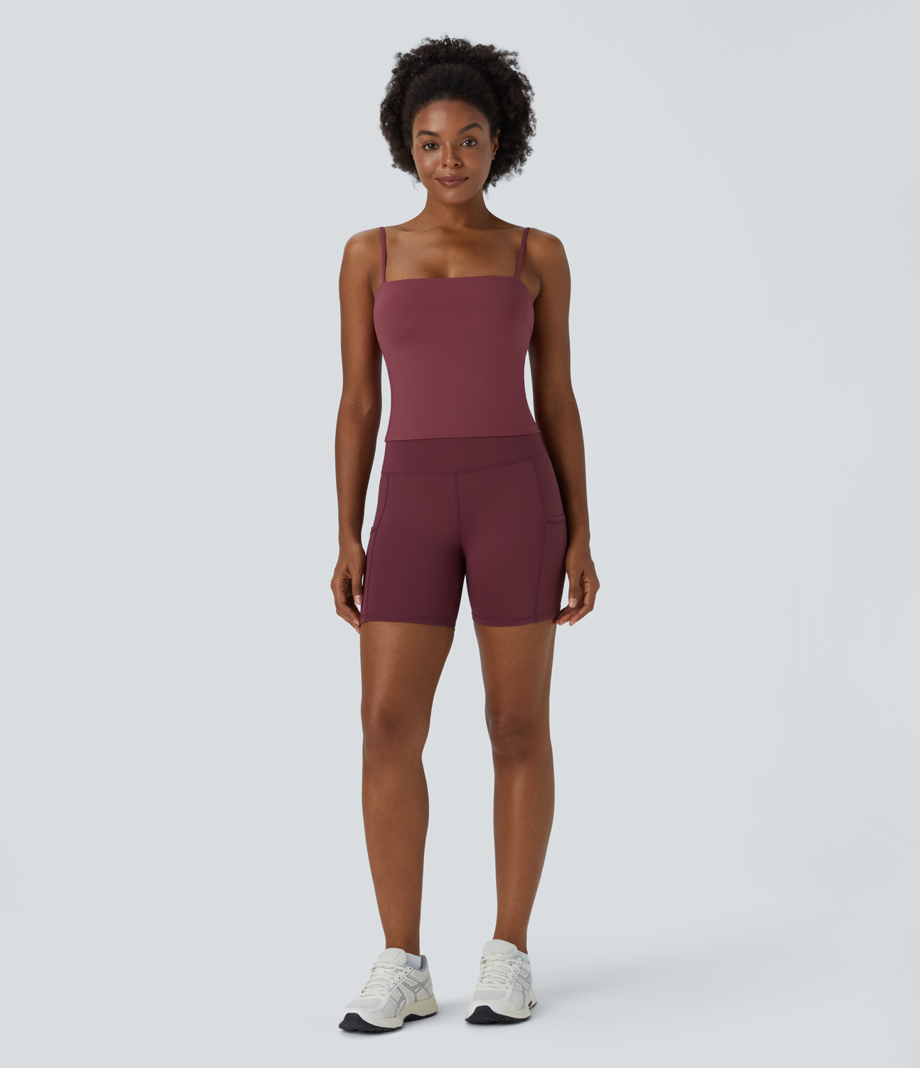 Halara Softlyzeroв„ў Airy Backless Spaghetti Strap Cropped Cool Touch Yoga Tank Top Tank Top - Cordovan - M golf tops halter top tunic tops 