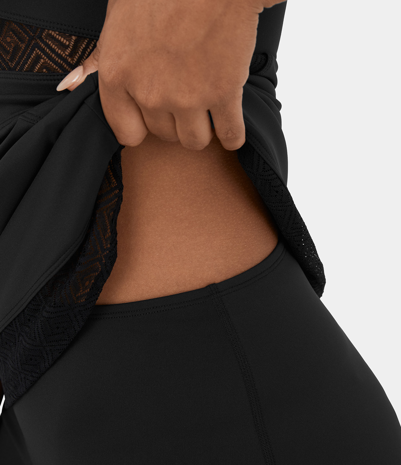 

Halara Softlyzeroв„ў Airy Contrast Lace 2-Piece Pocket Mini Cool Touch Tennis Active Dress-UPF50+ Workout Dress - Black