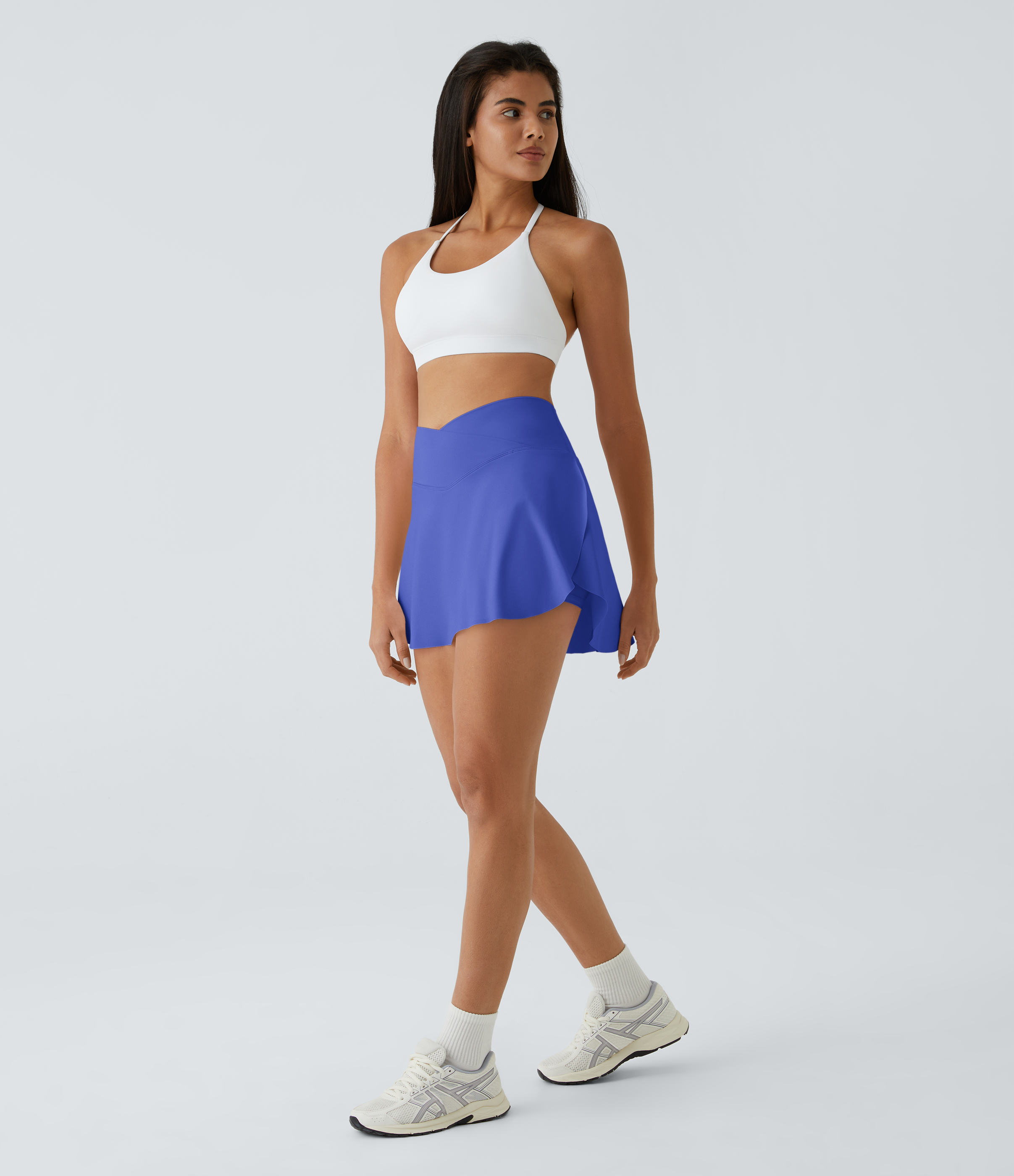 Halara Softlyzeroв„ў Airy Crossover Side Pocket 2-in-1 Cool Touch Tennis Skirt-Lucid-Longer Length  - Aster Blue - S(Long) 