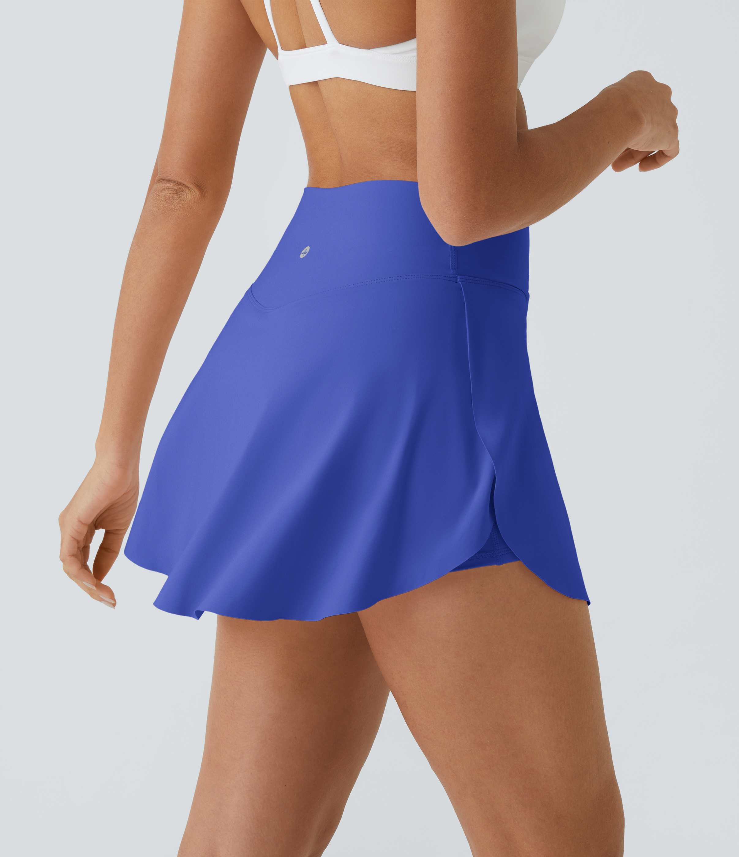 Halara Softlyzeroв„ў Airy Crossover Side Pocket 2-in-1 Cool Touch Tennis Skirt-Lucid-Longer Length  - Aster Blue - S(Long) 