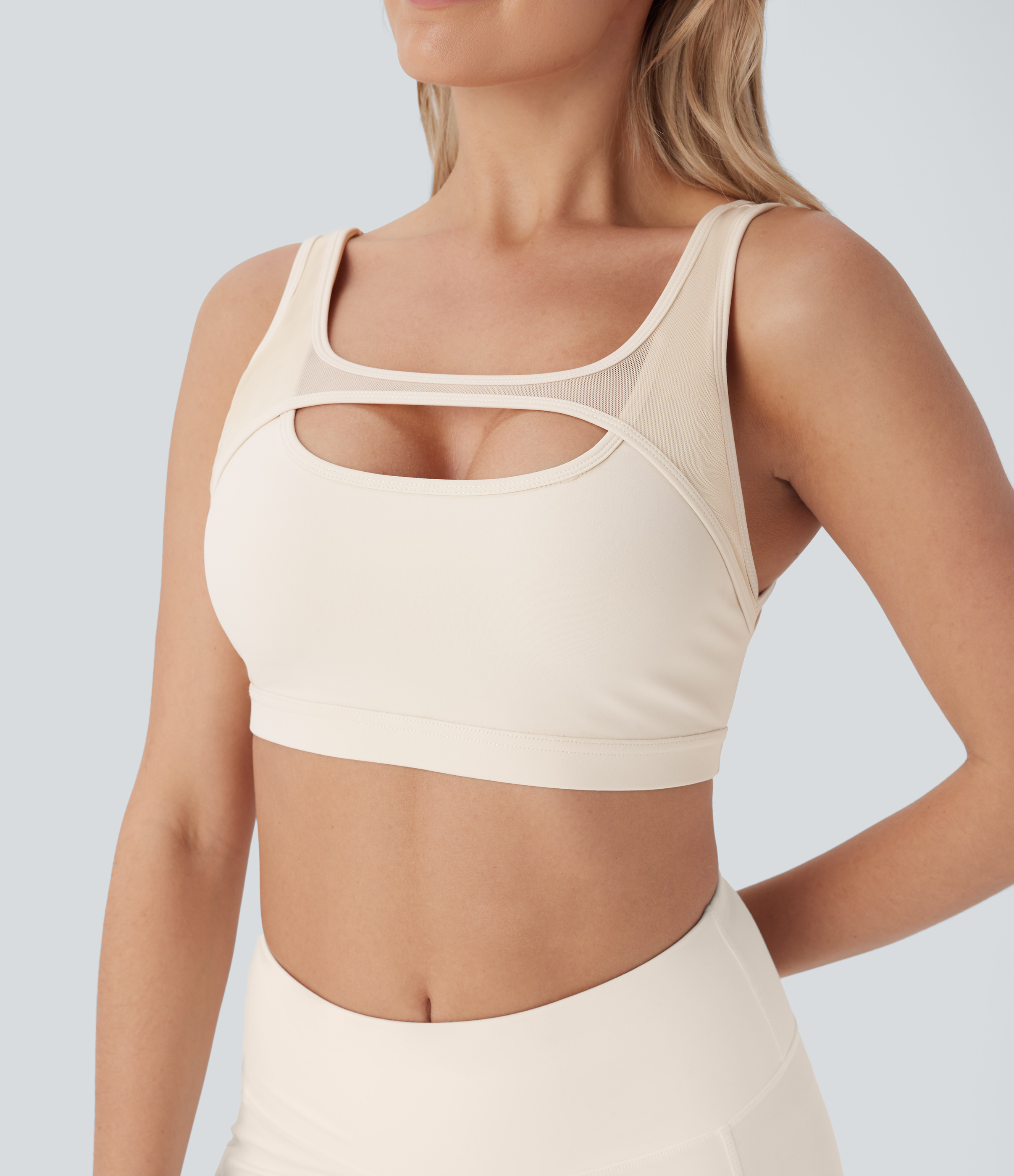 Halara Softlyzeroв„ў Plush Low Support Backless Crisscross Contrast Mesh Yoga Sports Bra  - Solitary Star - XS push up bra strapless bra 
