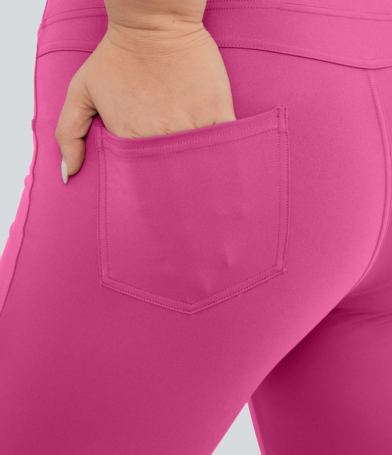 Halara High Waisted Back Pocket Flare Yoga Plus Size Leggings  - Raspberry Rose - 2X(regular) 