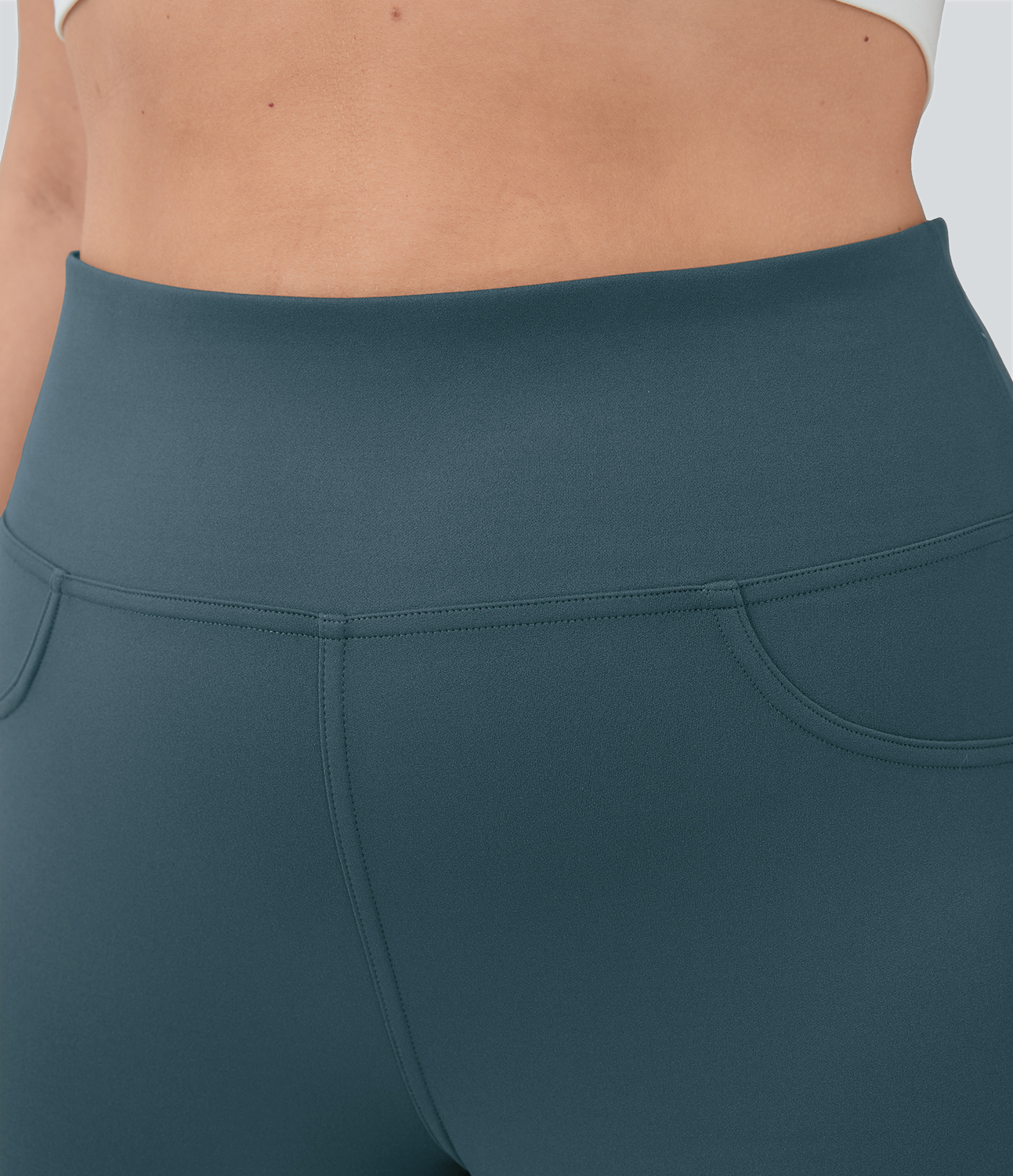 Halara High Waisted Back Pocket Flare Yoga Plus Size Leggings  - Misty Cyan Blue - 2X(regular) 