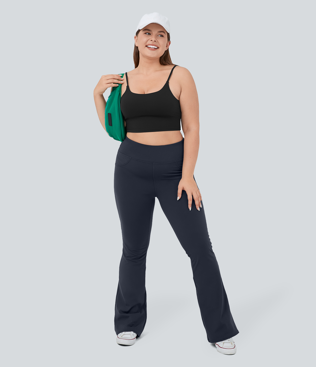 Halara High Waisted Back Pocket Flare Yoga Plus Size Leggings  - Midnight Blue - 2X(regular) 