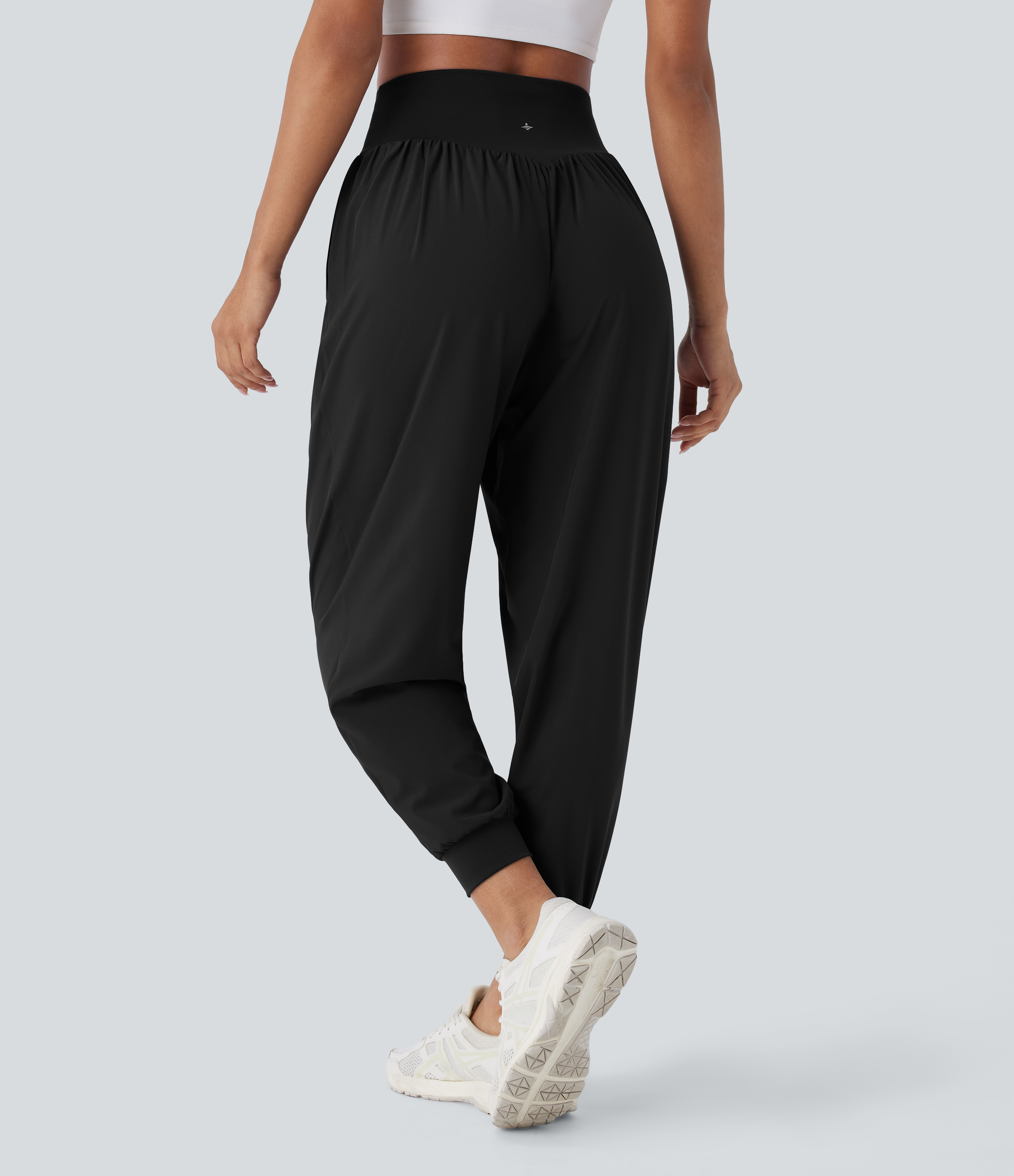 Halara Breezefulв„ў Crossover High Waisted Side Pockets Quick Dry Yoga Joggers  - Black - L(regular) 