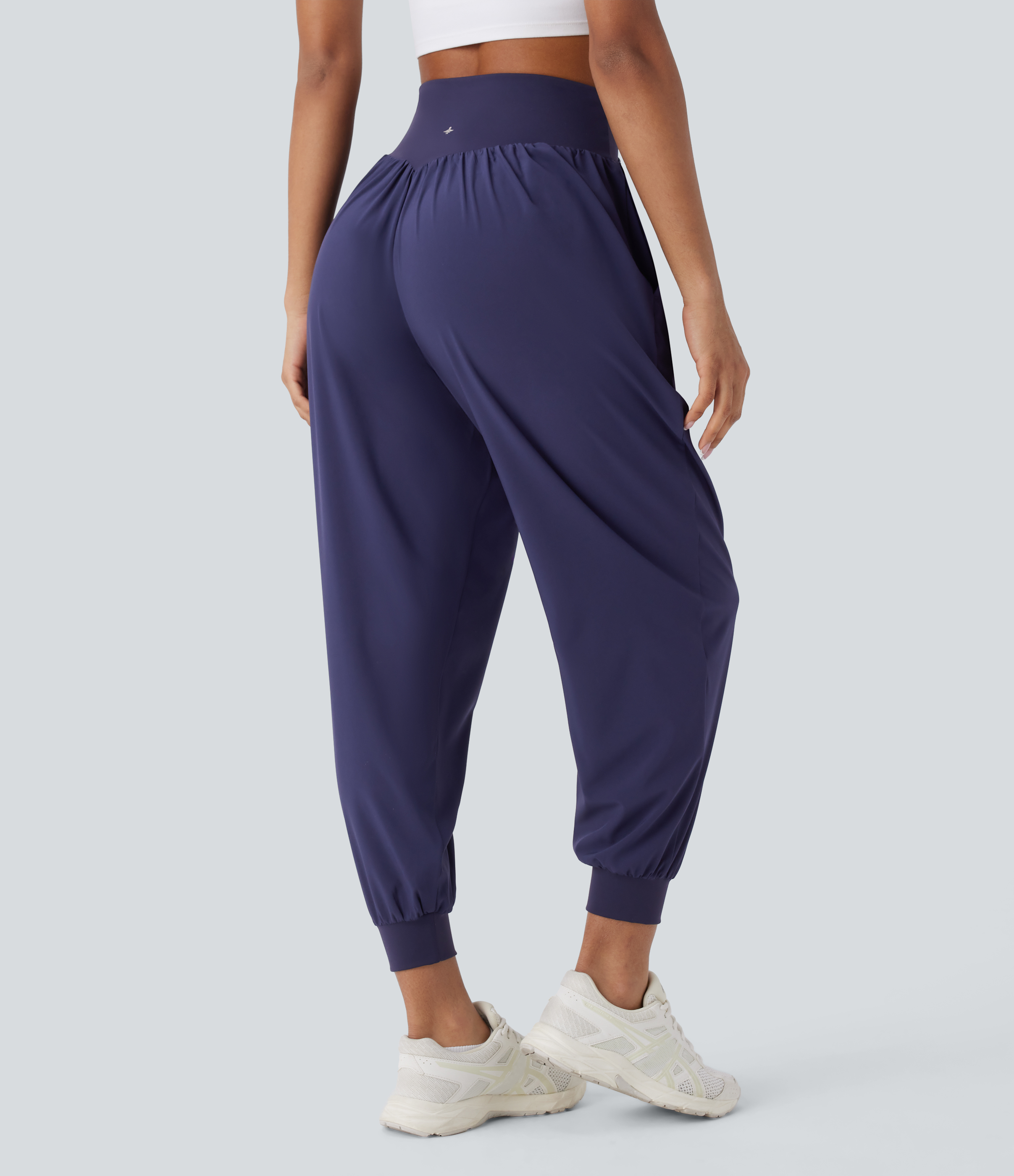 Halara Breezefulв„ў Crossover High Waisted Side Pockets Quick Dry Yoga Joggers  - Black Diamond Blue - L(regular) 