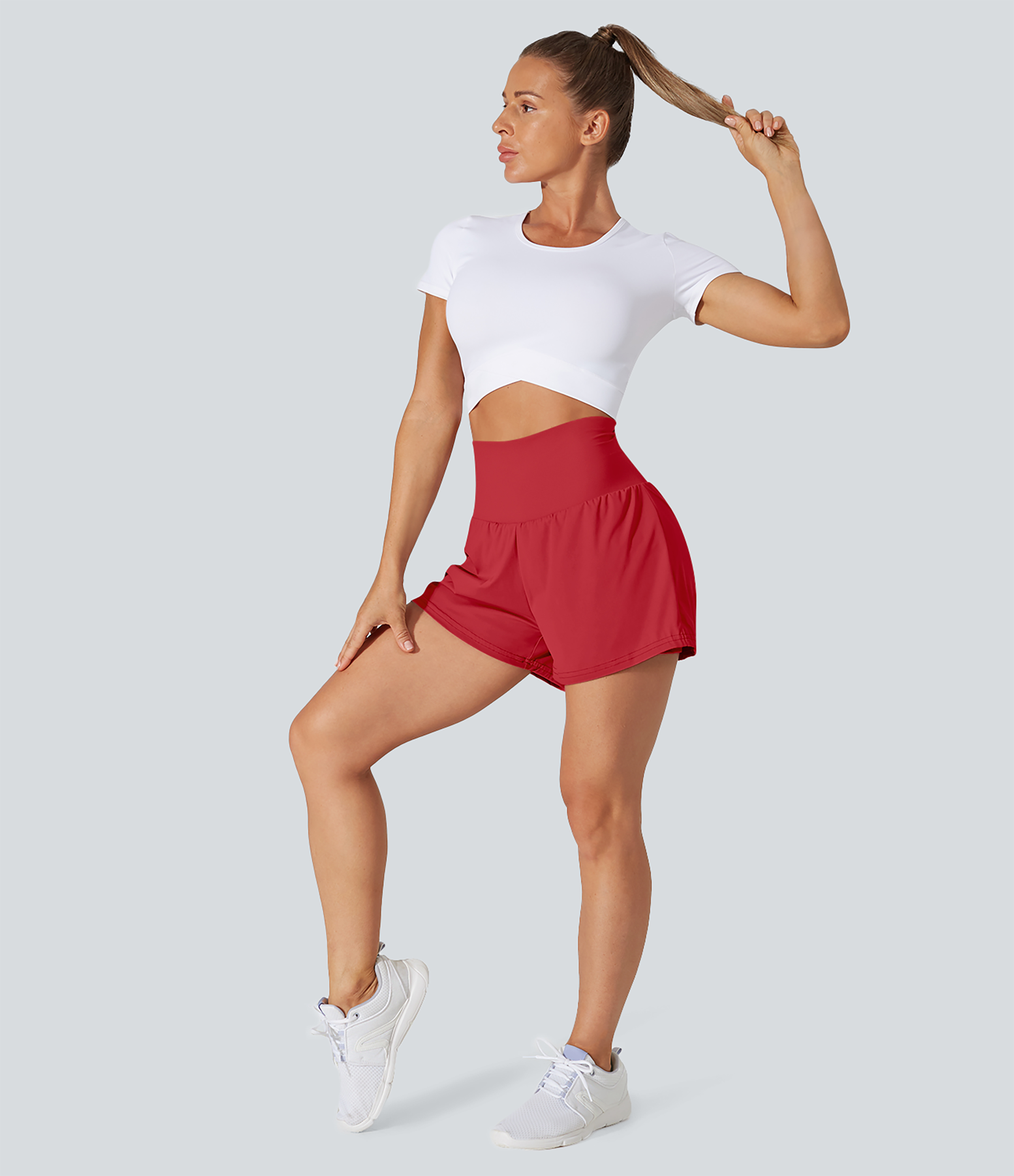 Halara Super High Waisted Back Pocket & Side Hidden Pocket 2-in-1 Yoga Shorts 2.5