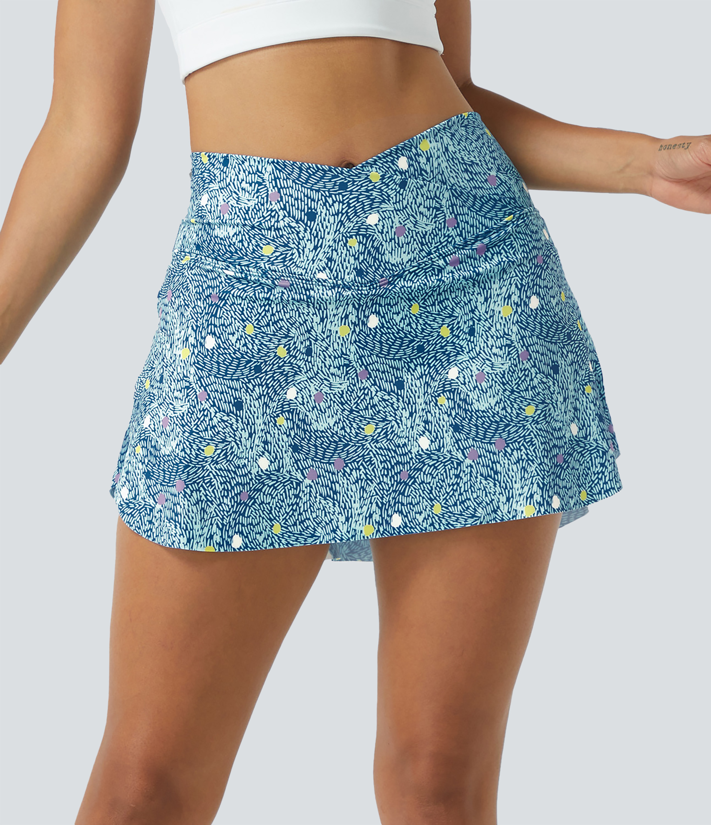 Halara Everyday Crossover Side Pocket 2-in-1 Tennis Skirt-Lucid  - Seaside Bliss - L midi skirt a line skirt golfing skirt 