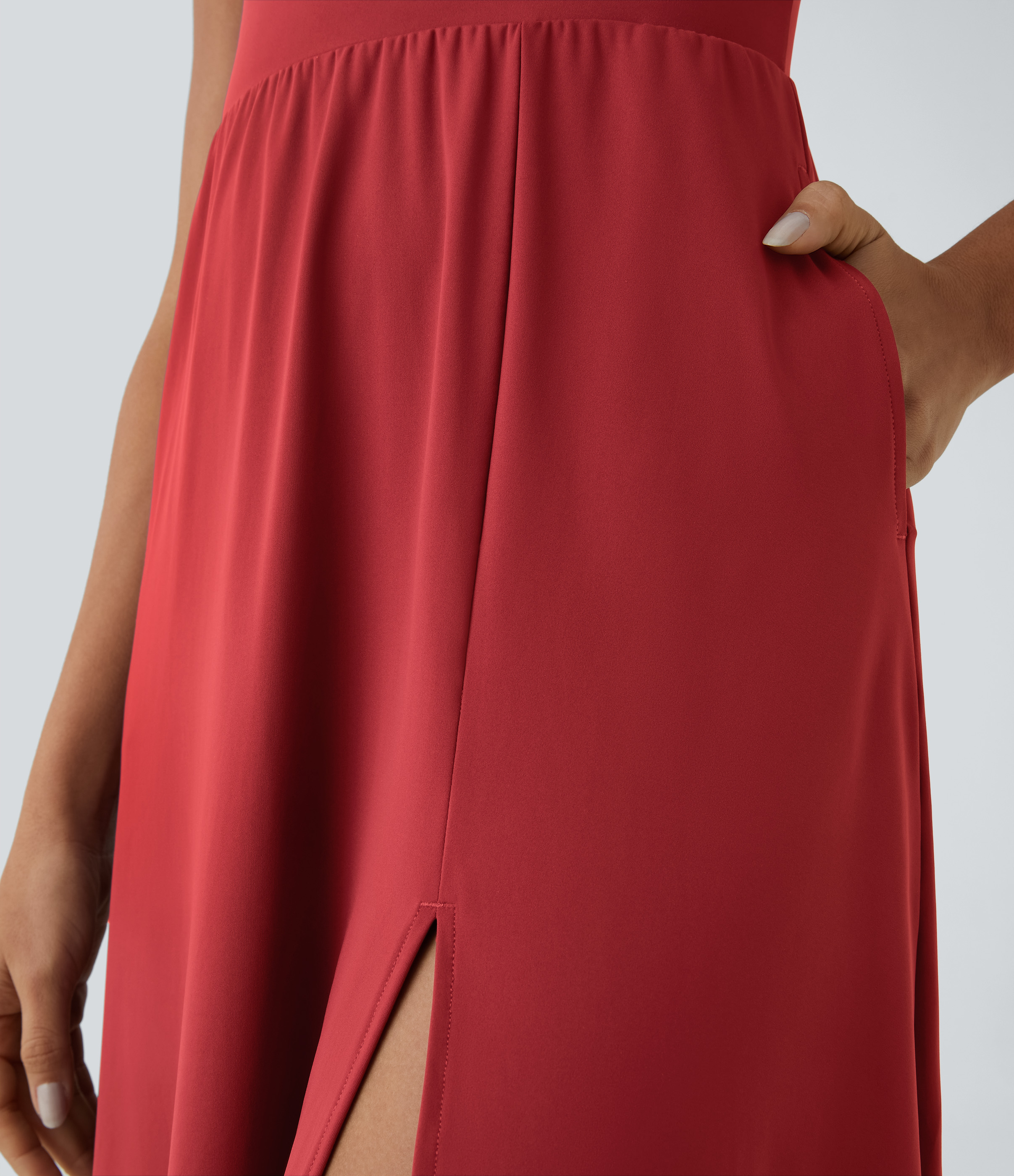 Halara Everyday Midi Chill Dress-La Land Casual Dress - Salsa - XL slip dress beach dress ruched dress halter dress exercise dress 