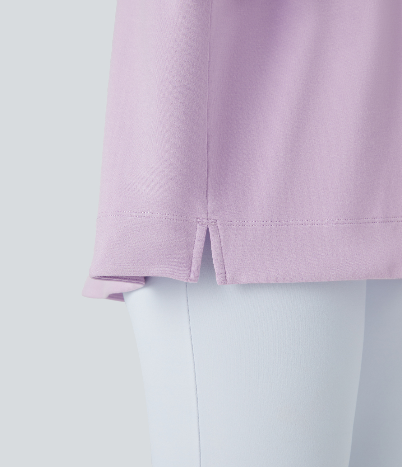 Halara Hooded Drawstring Dropped Shoulder Chest Pocket Oversize Casual Sweatshirt  - Misty Purple - XS 