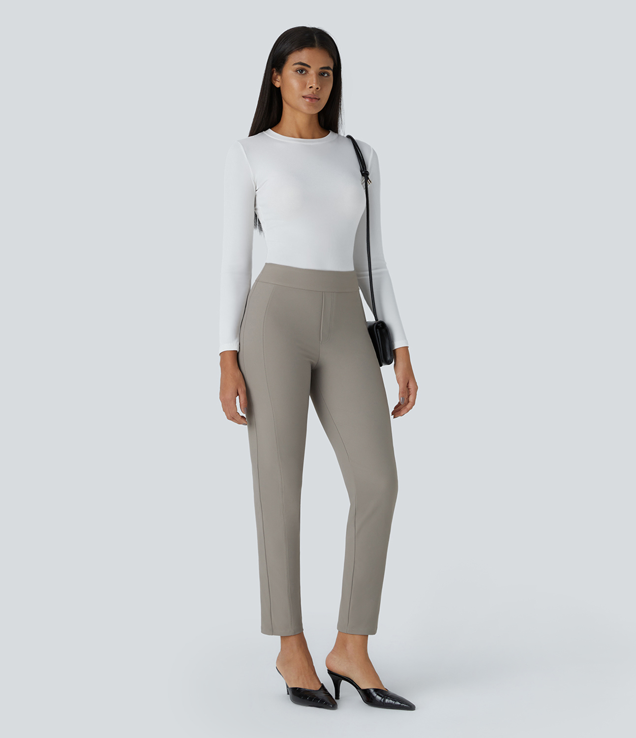 Halara HalaraFlexв„ў High Waisted Skinny Twill Work Pants  - Elephant Skin - M(regular) sweatpants jogger pants stacked sweatpants 