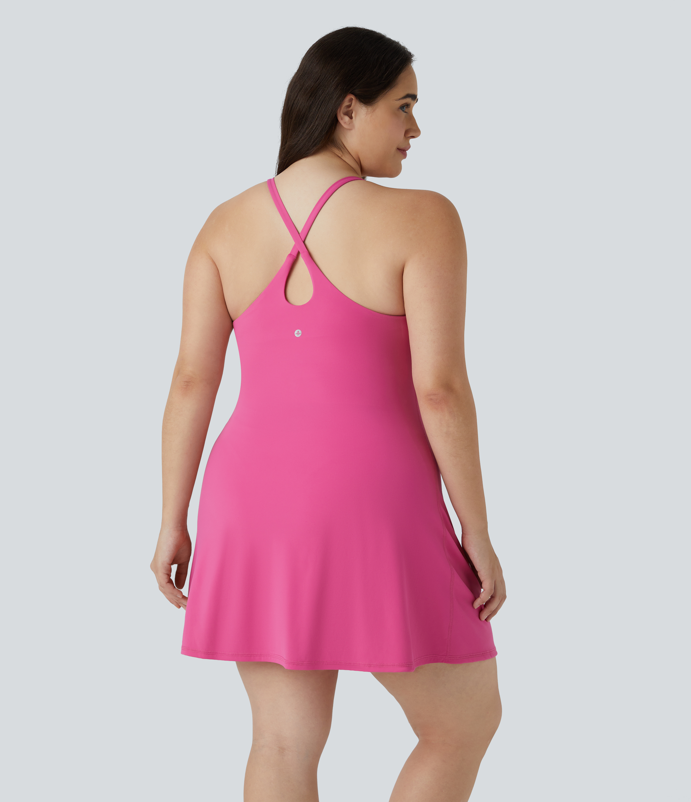 Fuchsia Purple Vestido Softlyzero™ Plush talla grande entrenamiento acampanado 2 en 1 sin espalda Everyday-Wannabe-Easy Peezy / 2