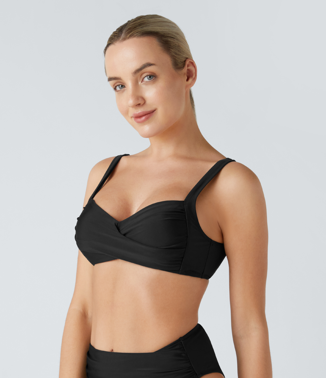 Halara Twisted Adjustable G-Hook Leopard Print Bikini Top Swimsuit  - Black - XL 