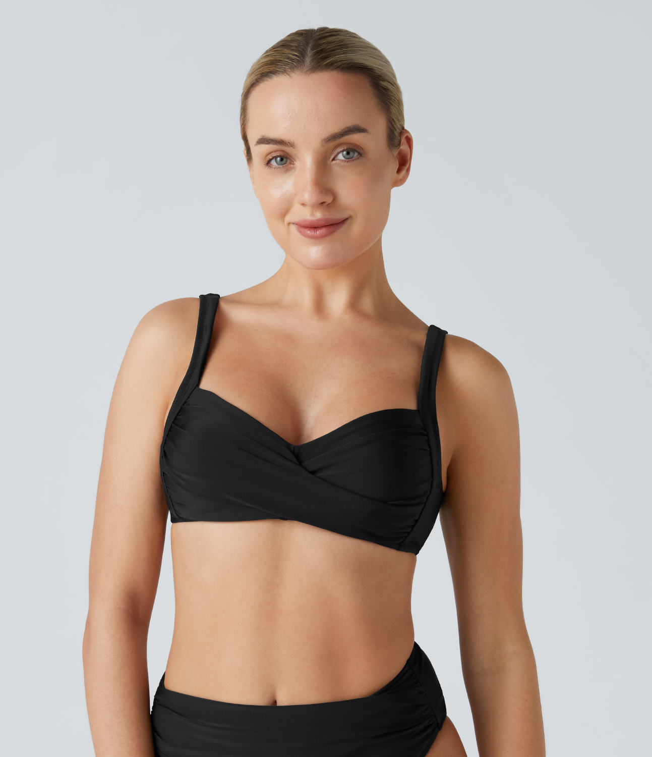 Halara Twisted Adjustable G-Hook Leopard Print Bikini Top Swimsuit  - Black - XL 