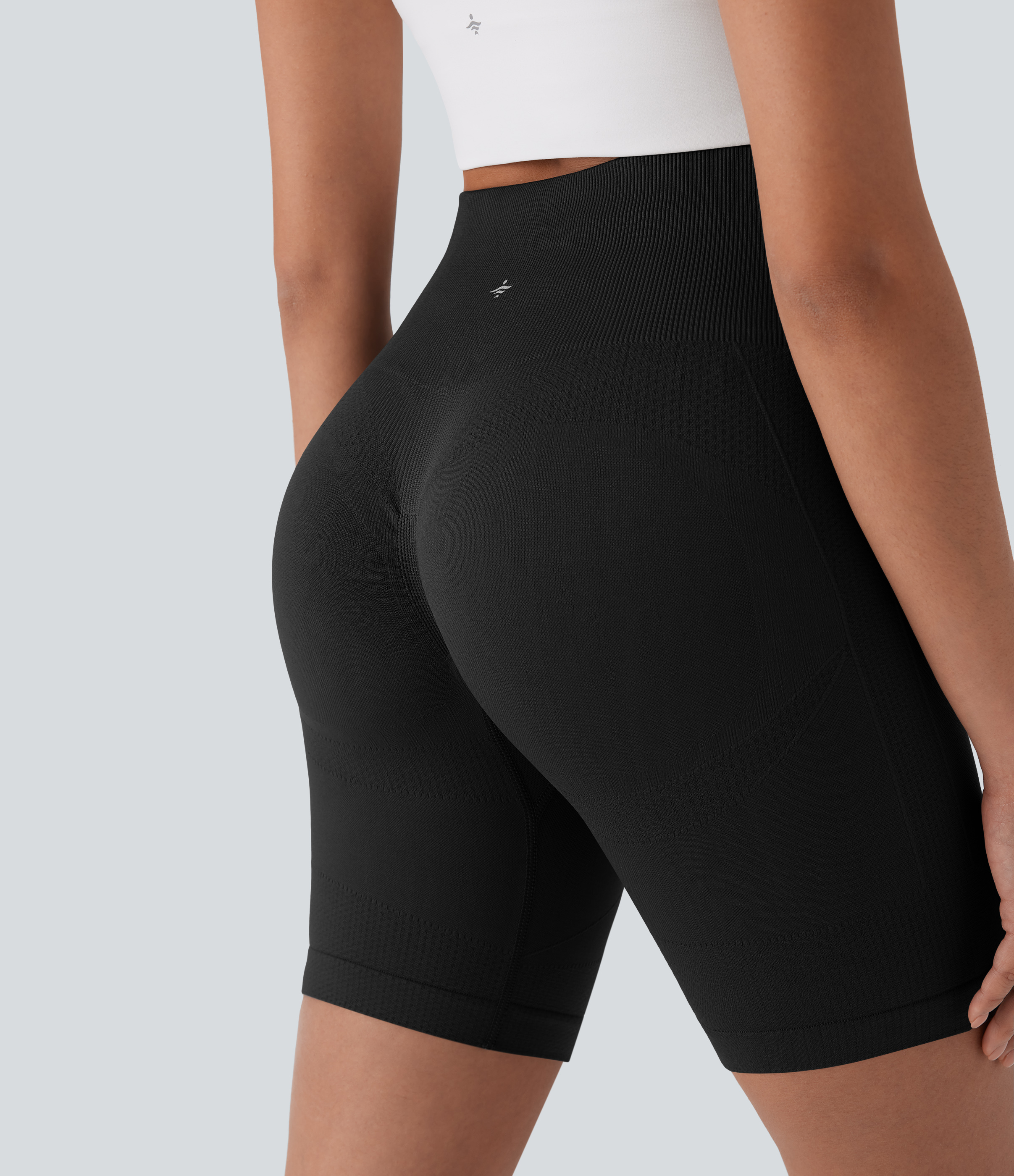 Halara Seamless Flow High Waisted Tummy Control Butt Lifting Yoga Biker Shorts 7``  - Black - L biker shorts women black biker shorts 