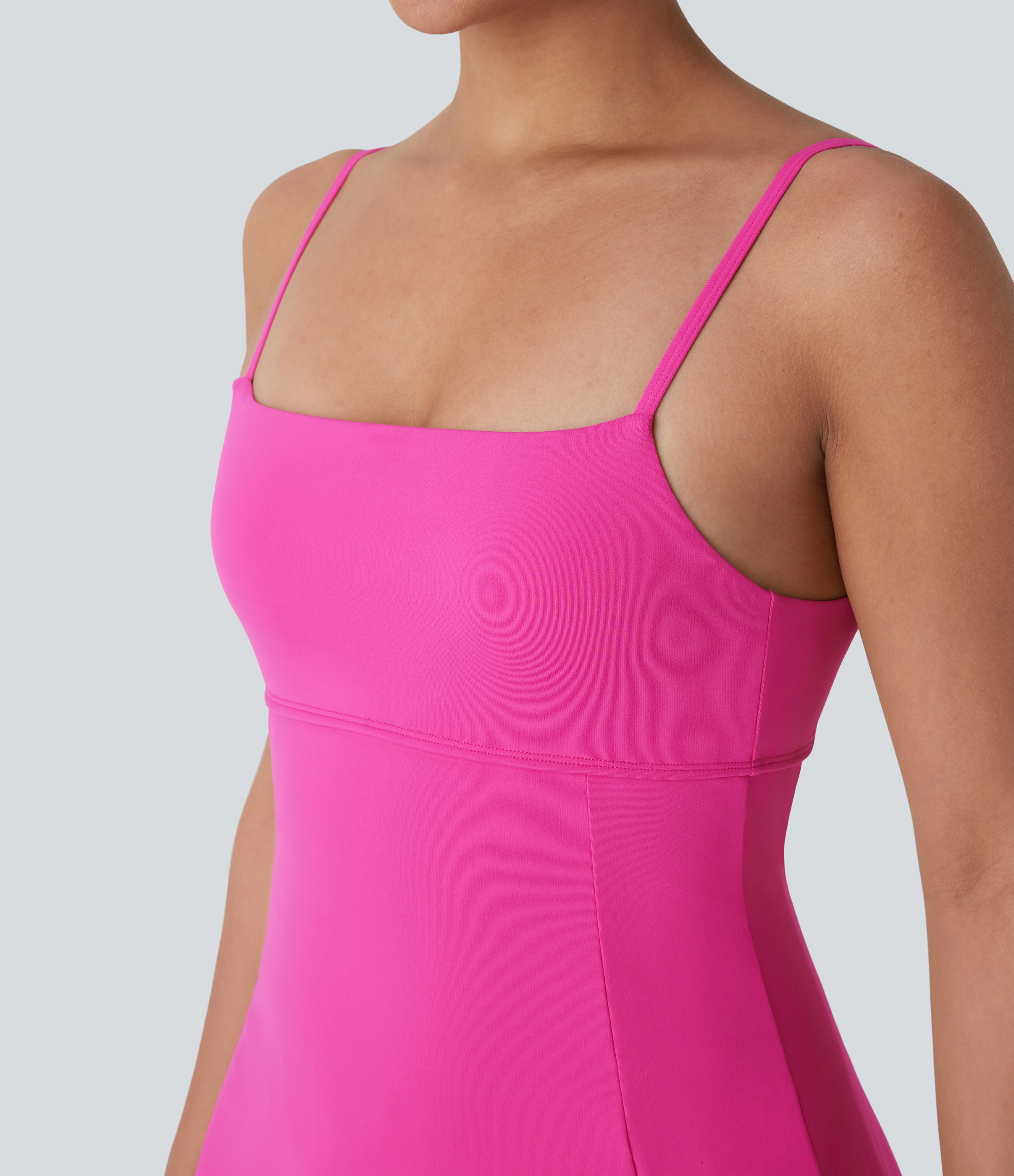 Halara Backless Adjustable Strap Split 2-in-1 Side Pocket Mini Pickleball Active Slip Dress Workout Dress - Hot Pink - XS 