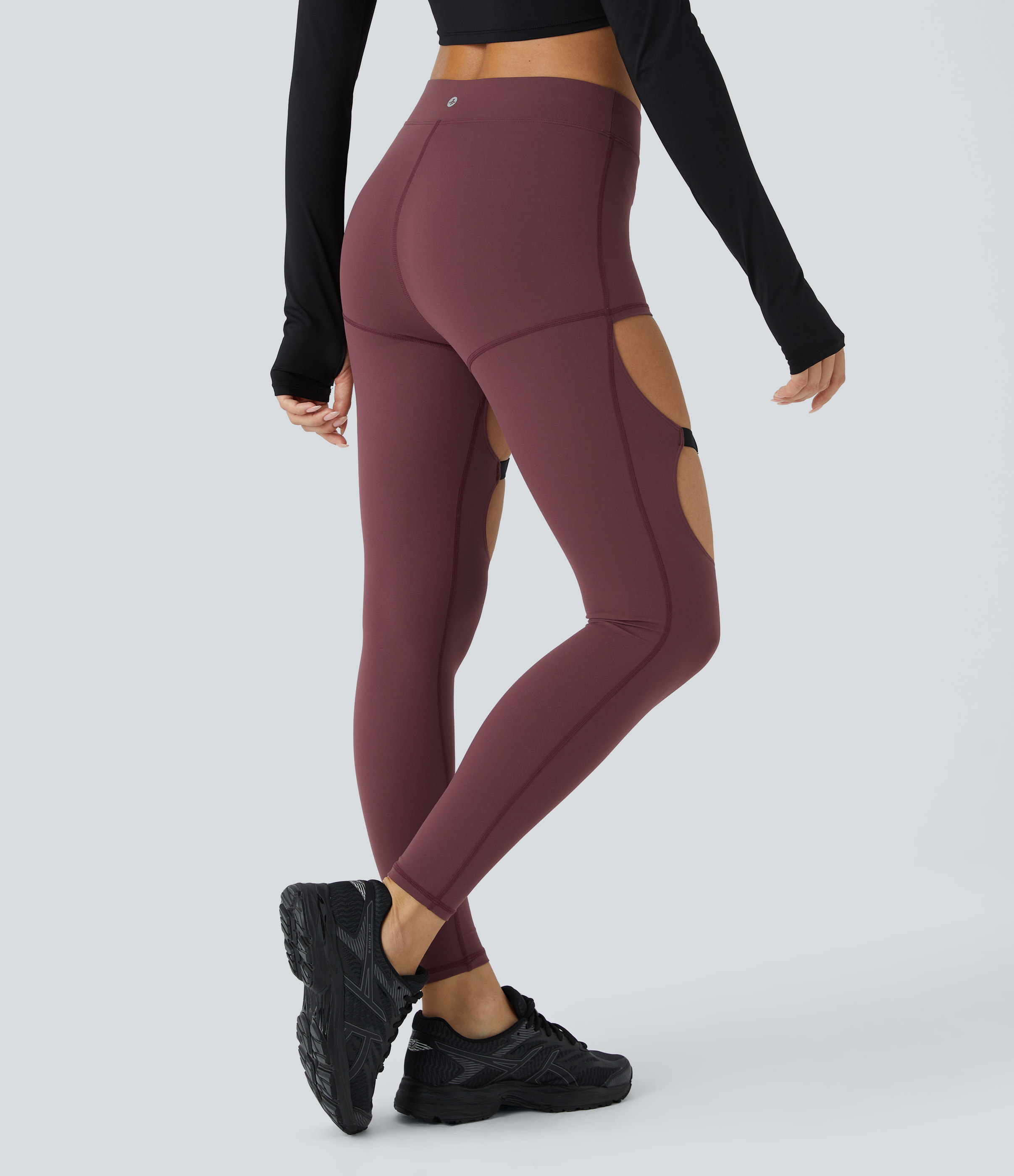 Halara UltraSculpt Mid Rise Cut Out Adjustable Buckle 7/8 Yoga Leggings  - Evening Red - S(7/8) gym leggings leggings with pockets 