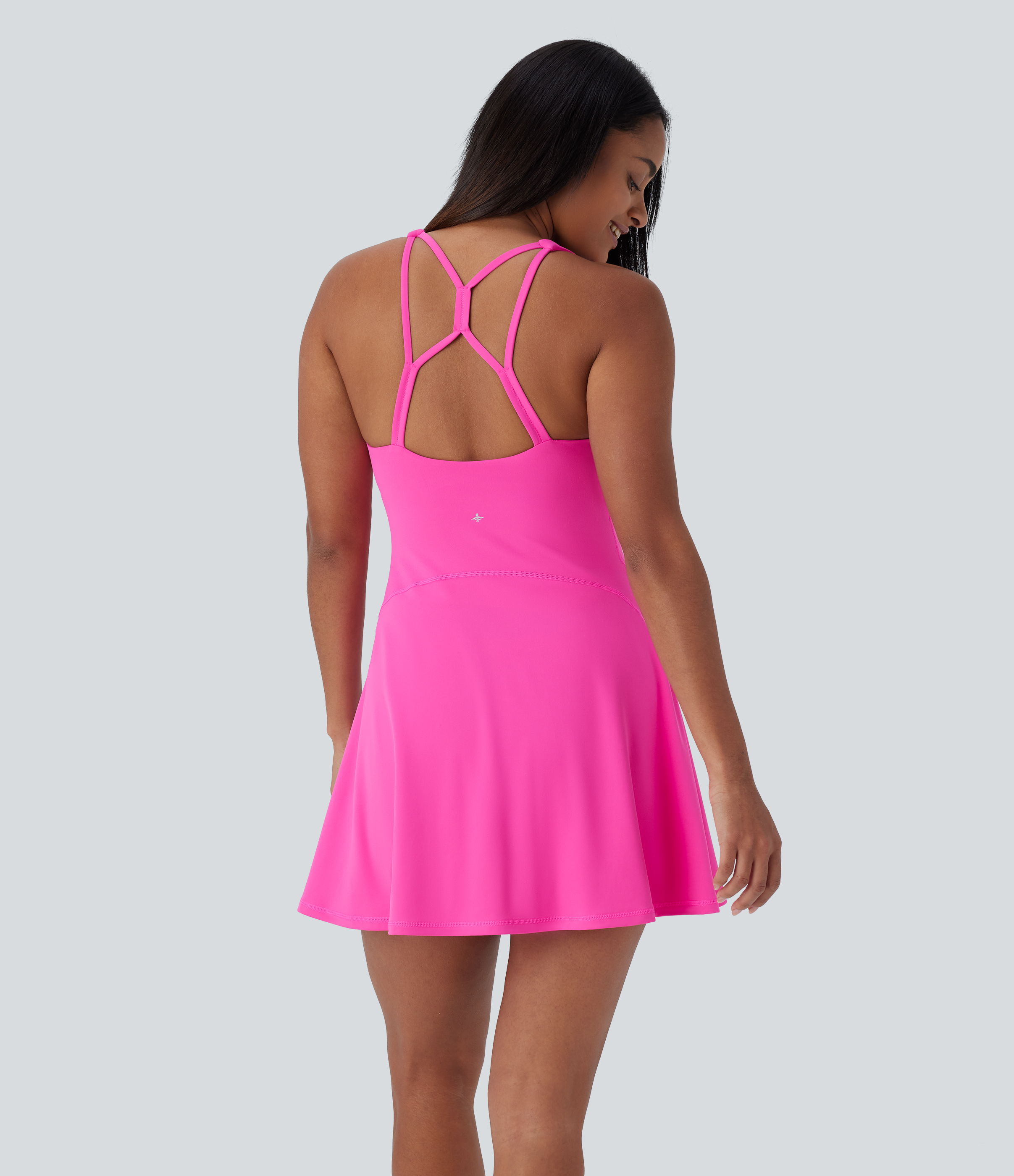 Fedora Red Purple Mini Vestido yoga activo bolsillo lateral sin espalda 2 en 1 - Edición Easy Peezy - UPF50+ / 2