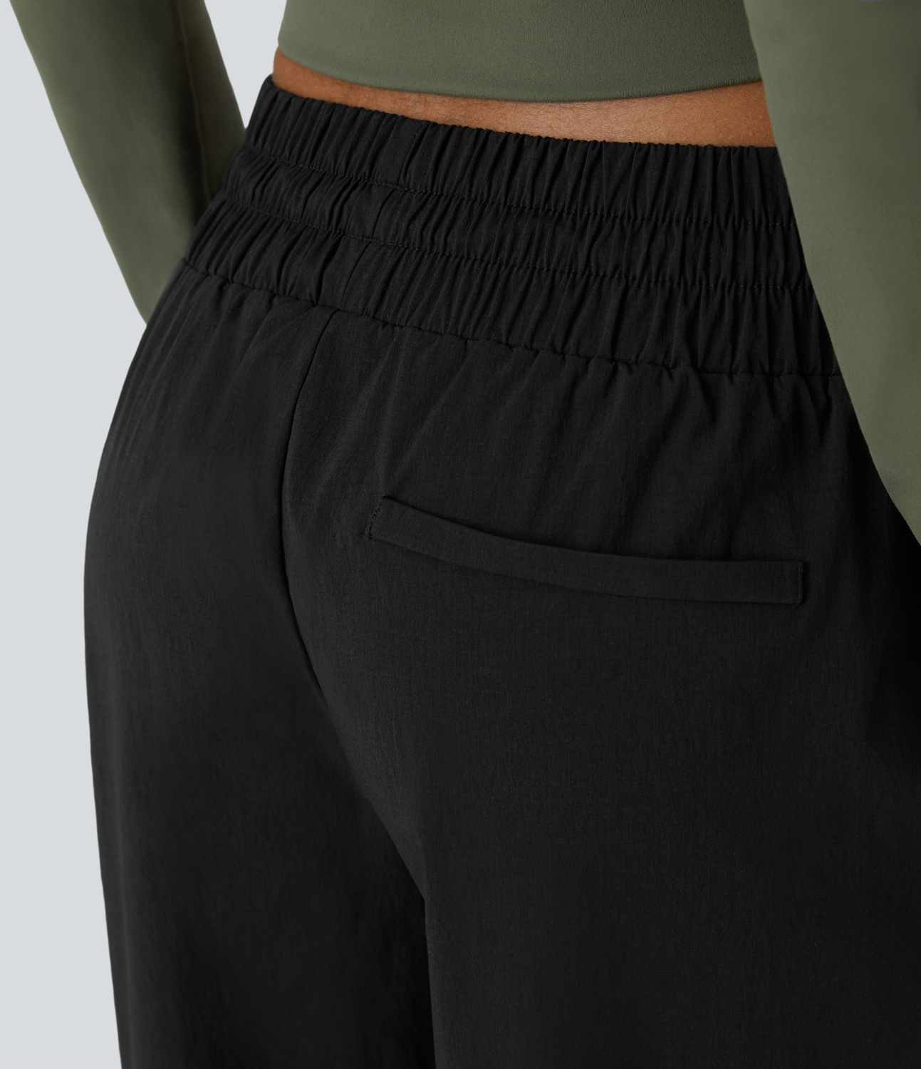 Halara Wear-Resistant Mid Rise Adjustable Drawcord Side Pocket Straight Leg Casual Pants  - Black - XS(regular) 