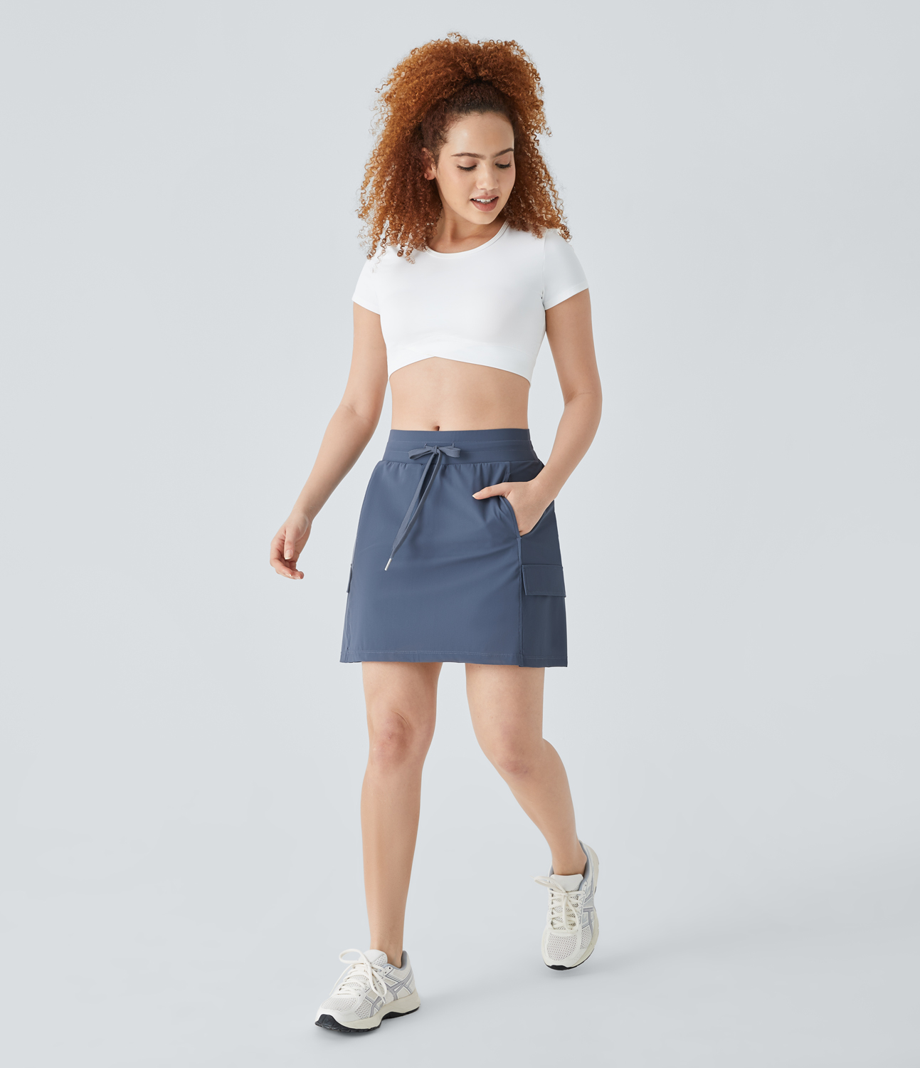 

Halara Low Rise Drawstring Side Pocket 2-in-1 Mini Cargo Skirt - Nightshadow Blue -  midi skirt a line skirt golfing skirt