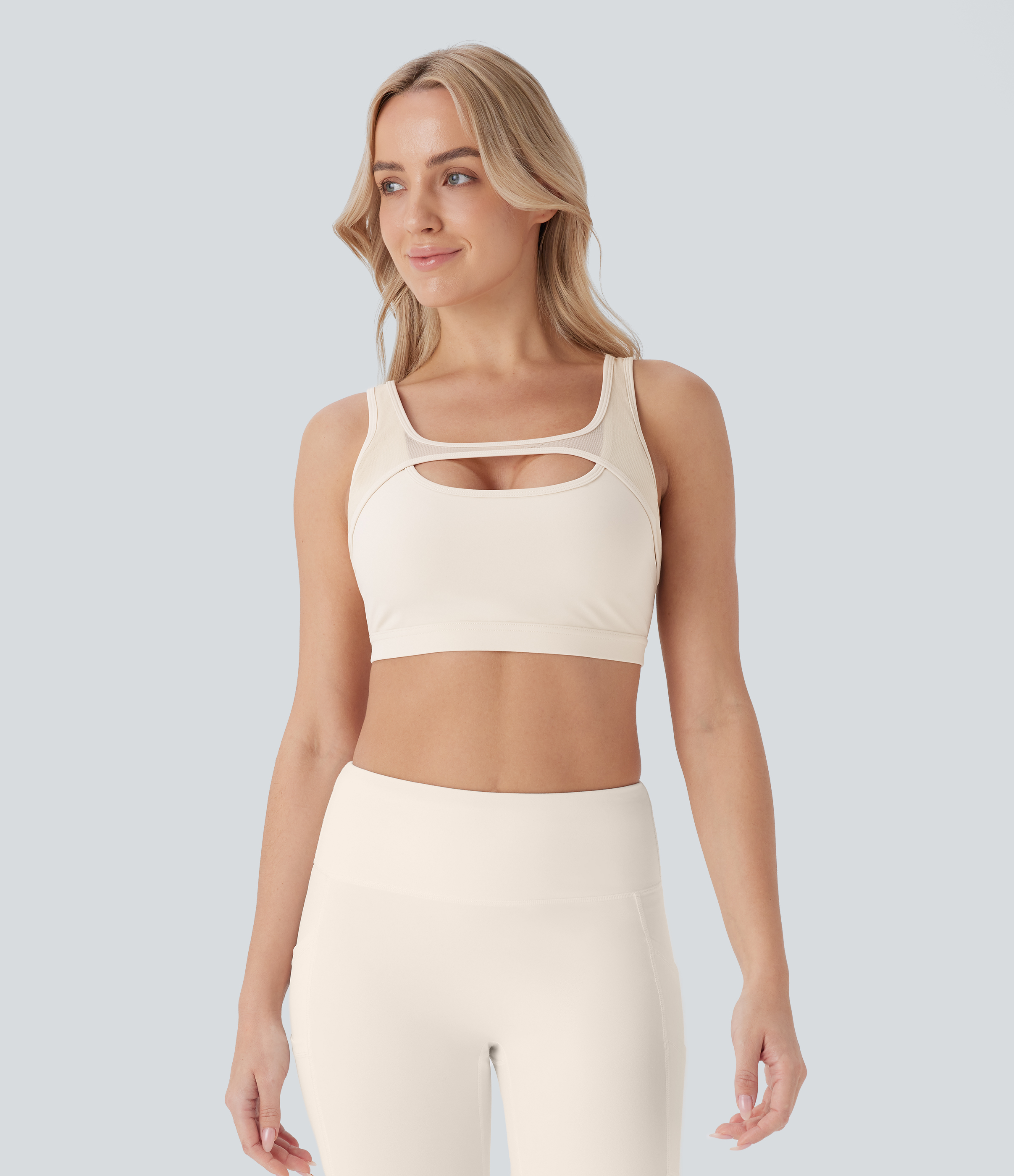 Halara Softlyzeroв„ў Plush Low Support Backless Crisscross Contrast Mesh Yoga Sports Bra  - Solitary Star - XS push up bra strapless bra 