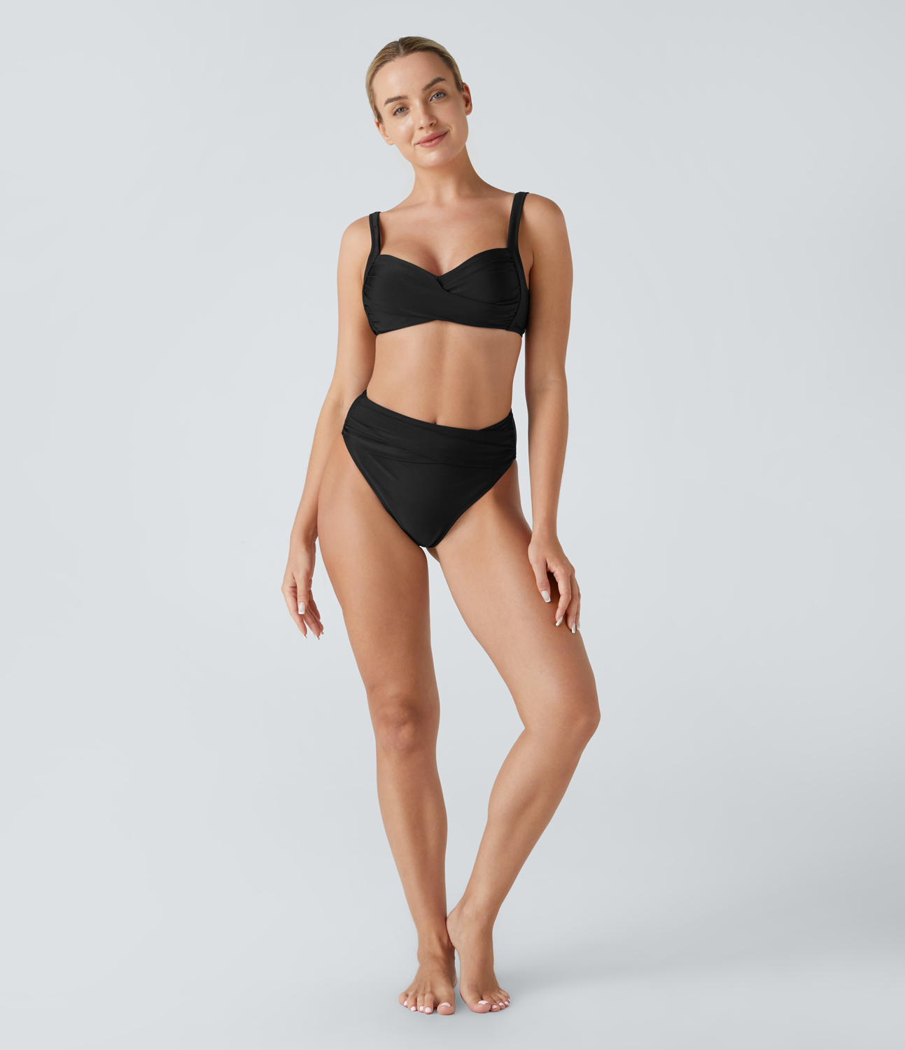Halara Twisted Adjustable G-Hook Leopard Print Bikini Top Swimsuit  - Black - XL 