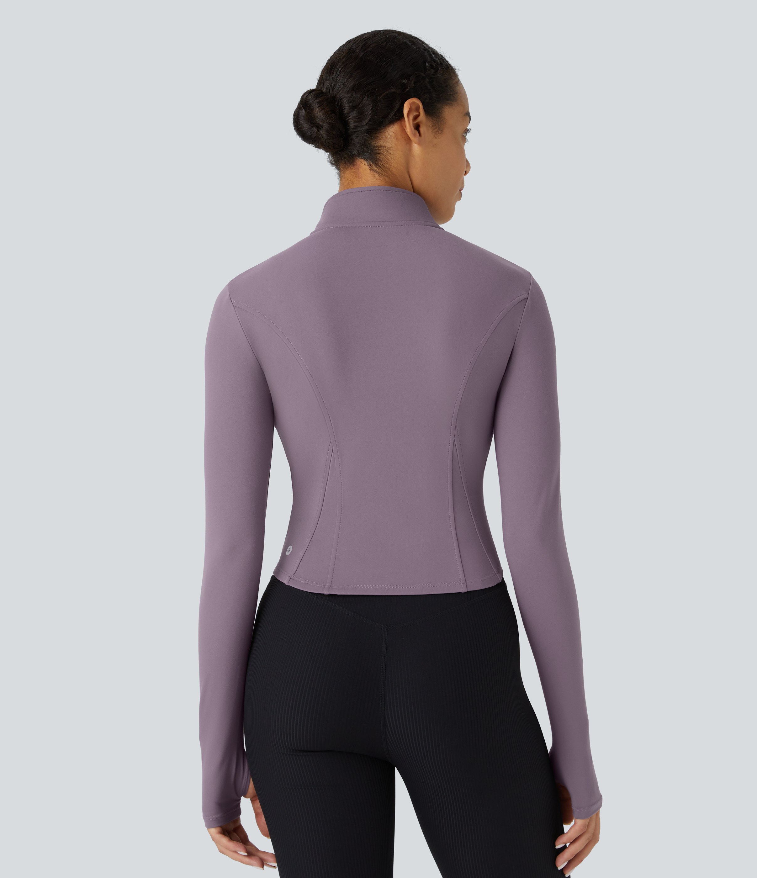 Halara Softlyzeroв„ў Plush Mock Neck Full Zip Thumb Hole Sports Jacket  - Tulip Purple - M 