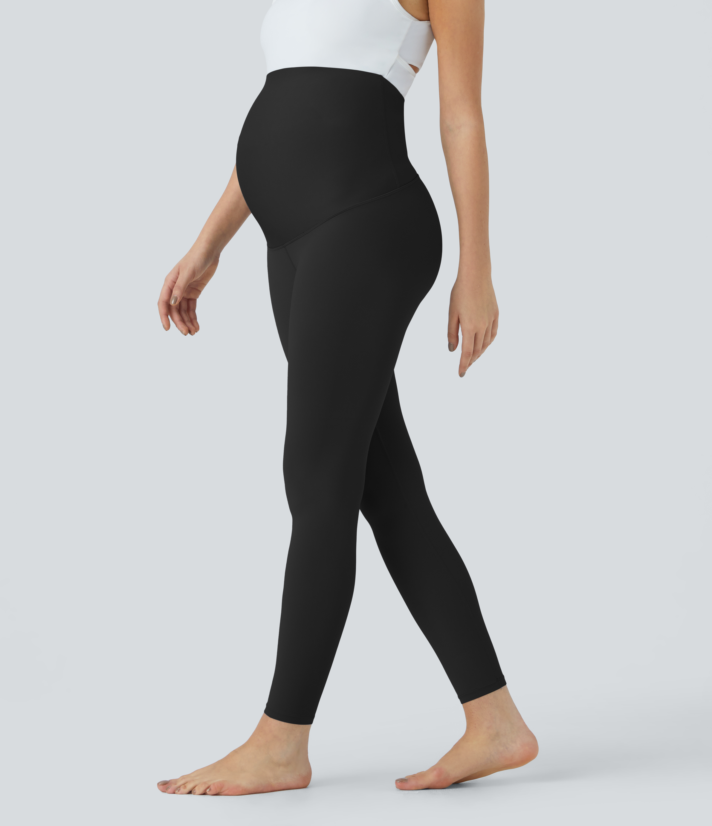 Halara Softlyzeroв„ў Super High Waisted Maternity Yoga 7/8 Leggings-UPF50+  - Black - L(7/8) gym leggings leggings with pockets 