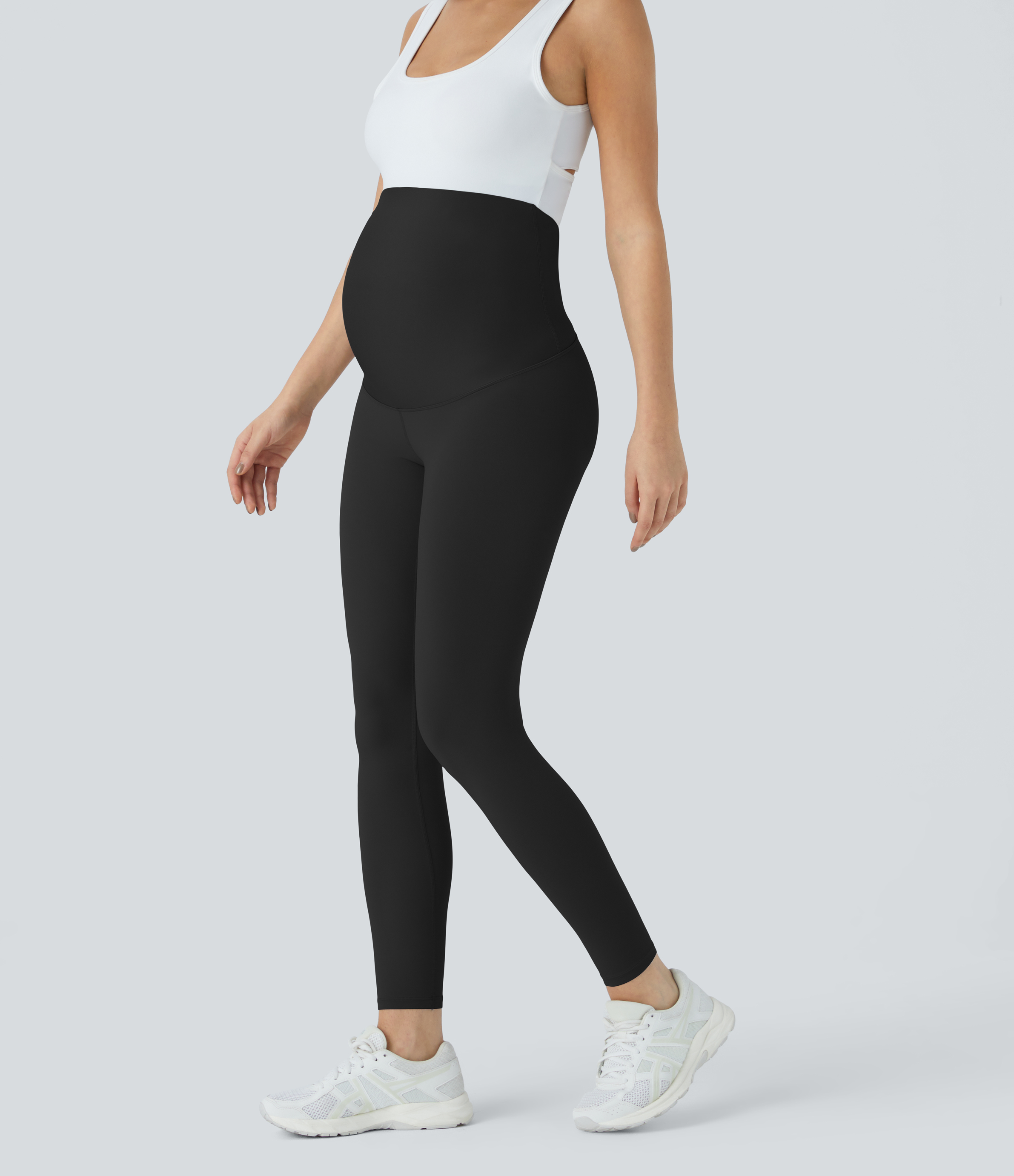 Halara Softlyzeroв„ў Super High Waisted Maternity Yoga 7/8 Leggings-UPF50+  - Black - L(7/8) gym leggings leggings with pockets 