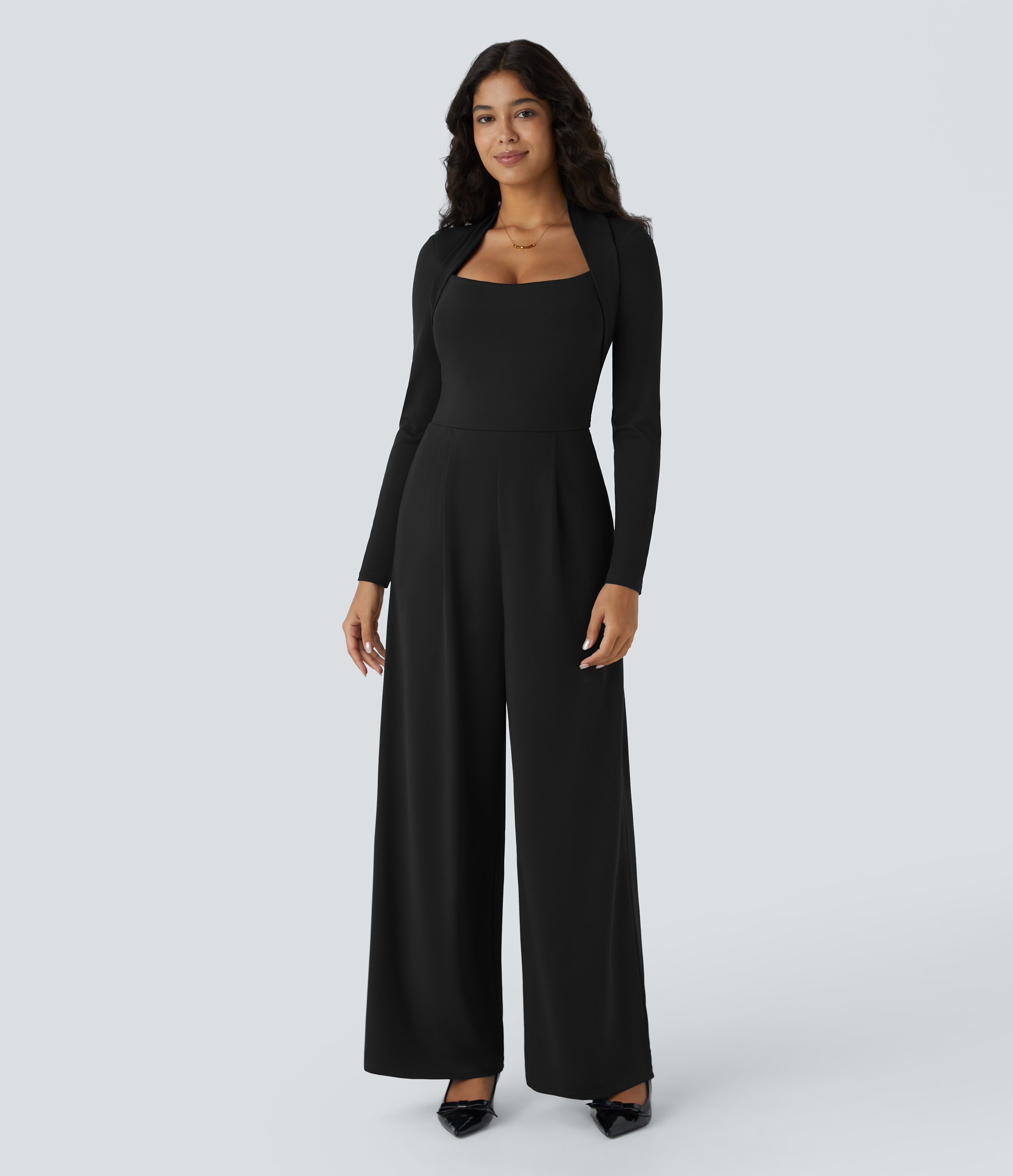 Long Sleeve Pocket Wide Leg Jumpsuit-Easy Peezy