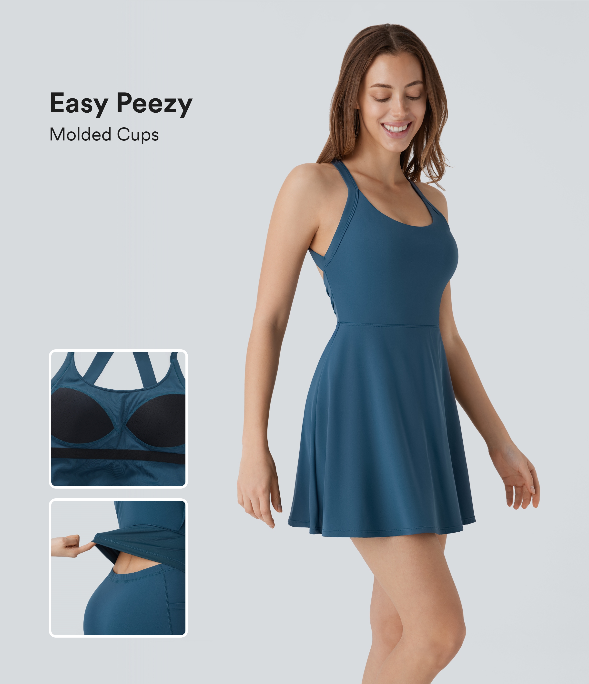 Softlyzero™ Airy Robe de yoga dos nu avec torsade effet fraîcheur et short intégré - Version Easy Peasy