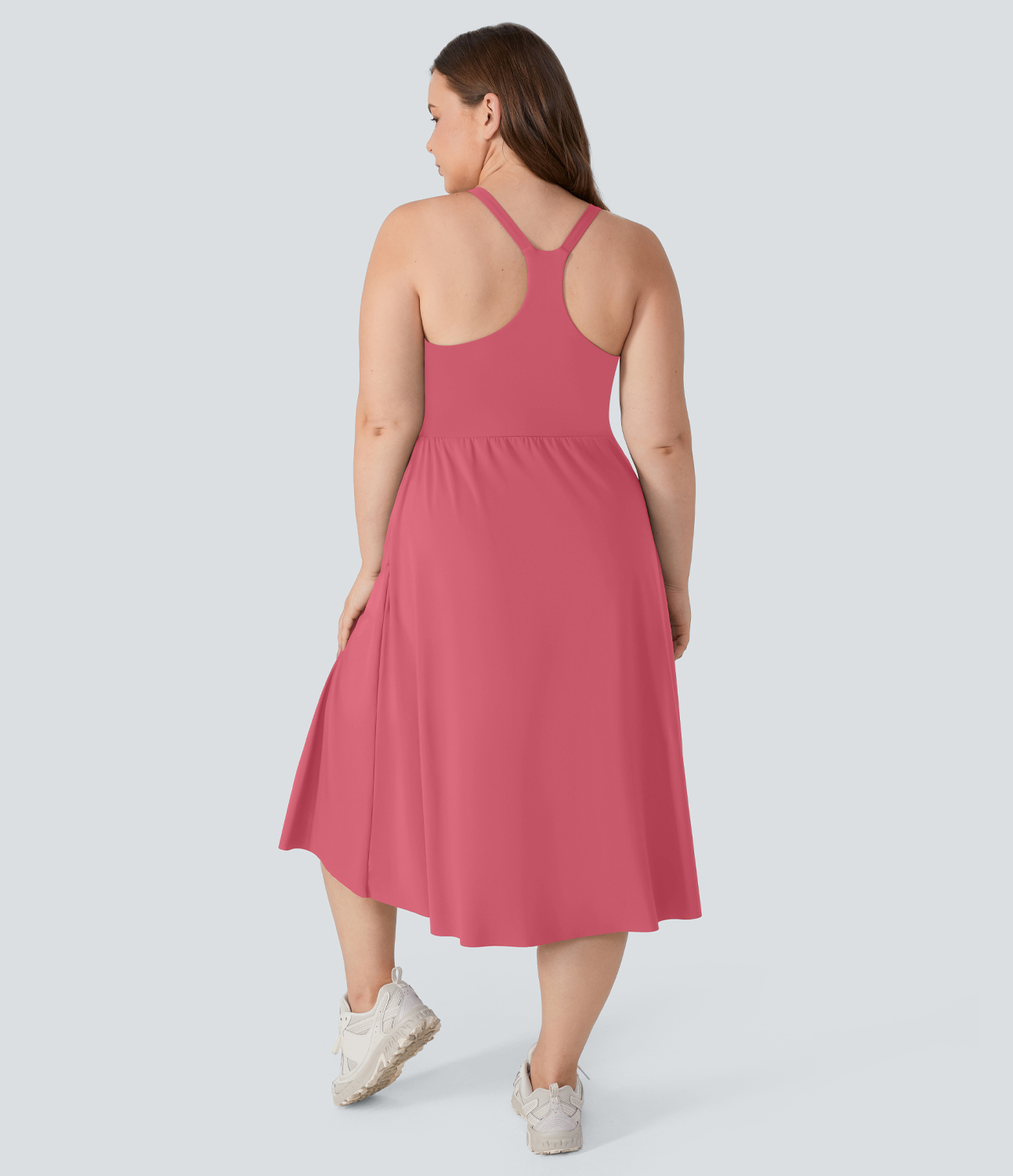 Halara Everyday Plus Size Midi Chill Dress-La Land  - Begonia Rouge - 1X 