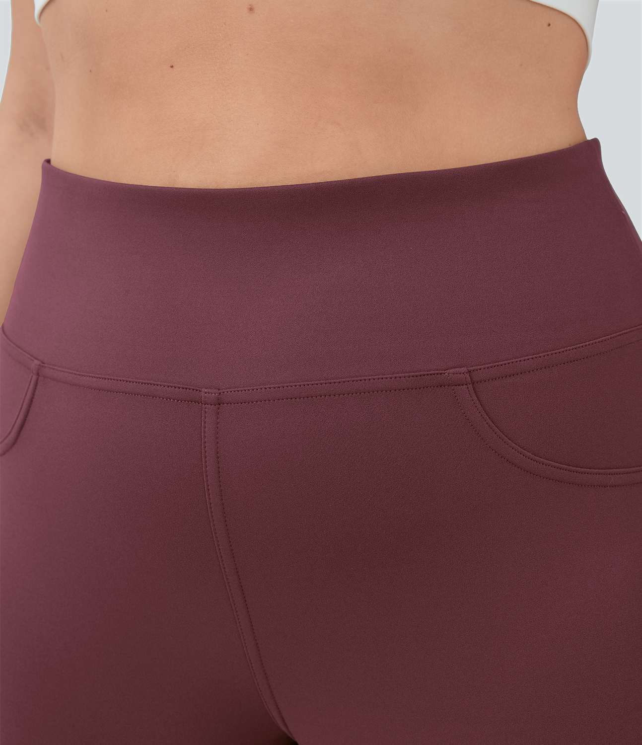 Halara High Waisted Back Pocket Flare Yoga Plus Size Leggings  - Red Mahogany - 2X(regular) 