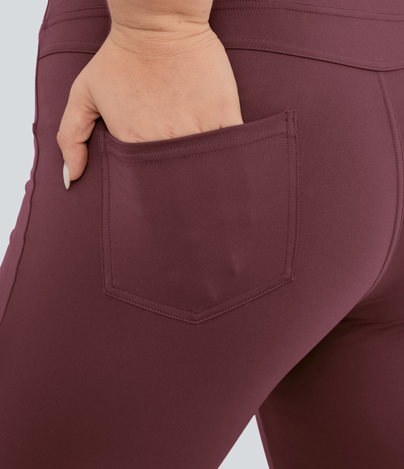 Halara High Waisted Back Pocket Flare Yoga Plus Size Leggings  - Red Mahogany - 2X(regular) 
