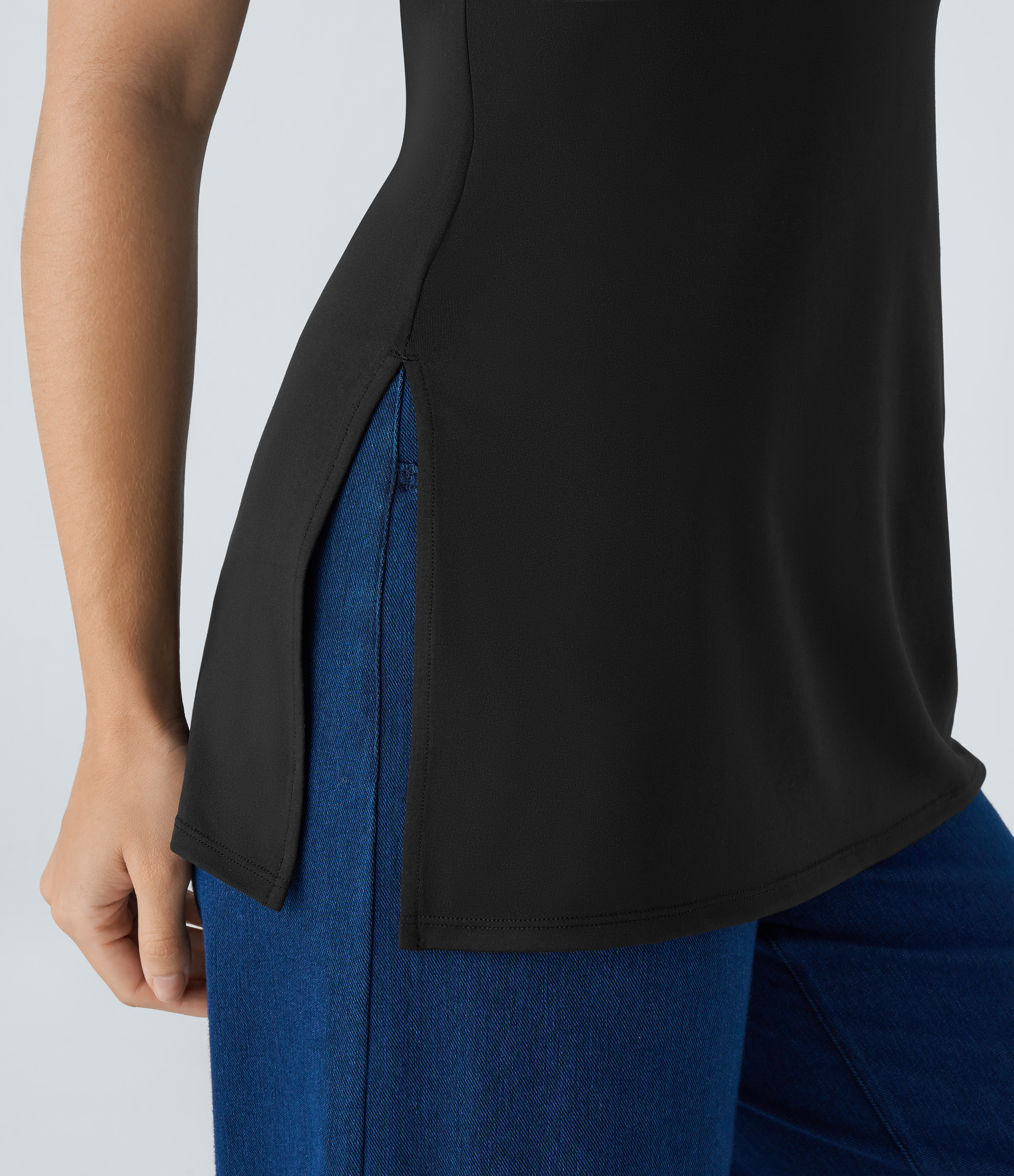 Halara Tube Backless Split Casual Top Tank Top - Black - L golf tops halter top tunic tops sleeveless tops backless top 