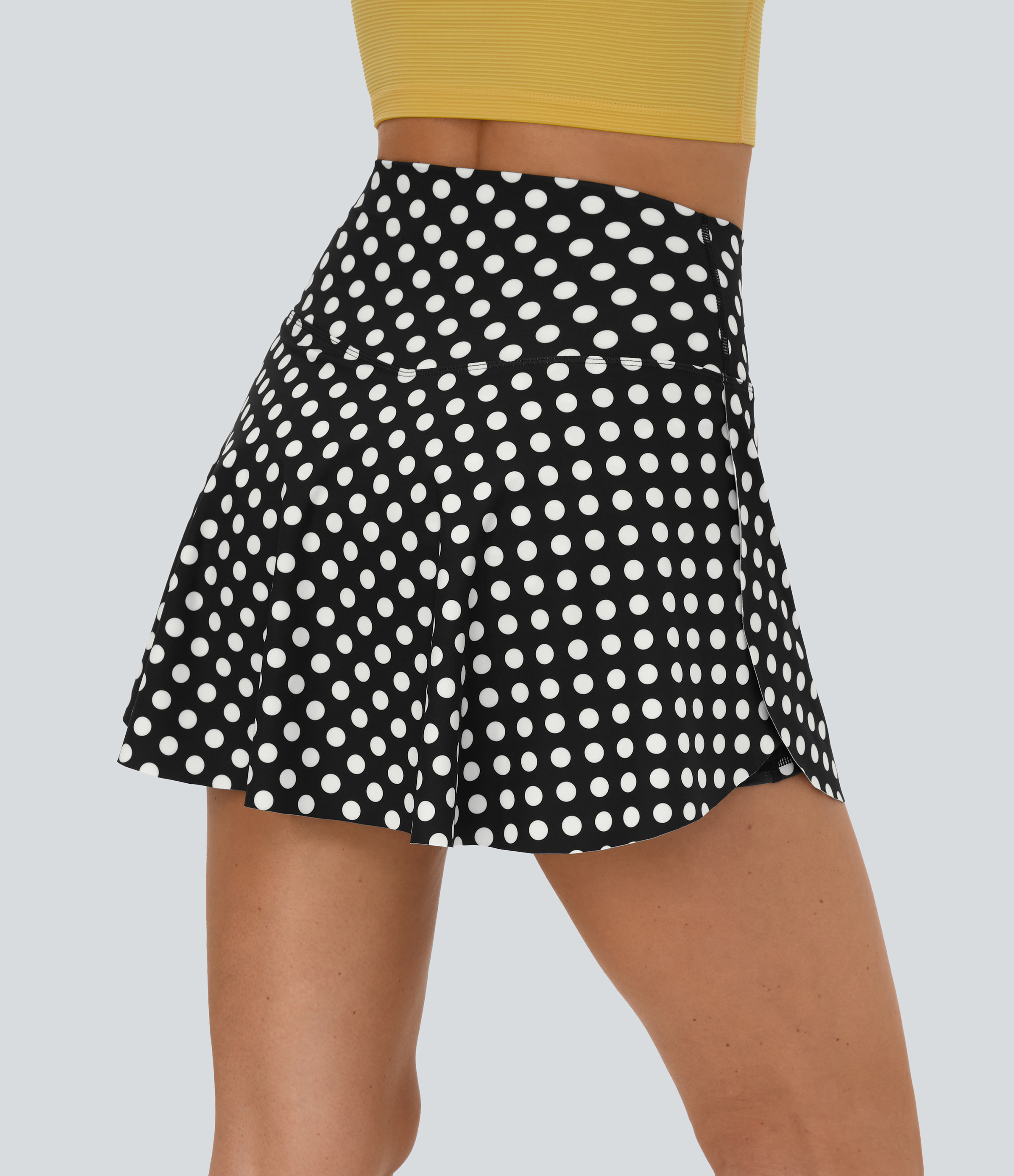 Halara Everyday Crossover Side Pocket 2-in-1 Tennis Skirt-Lucid  - White Polka - XS midi skirt a line skirt golfing skirt 