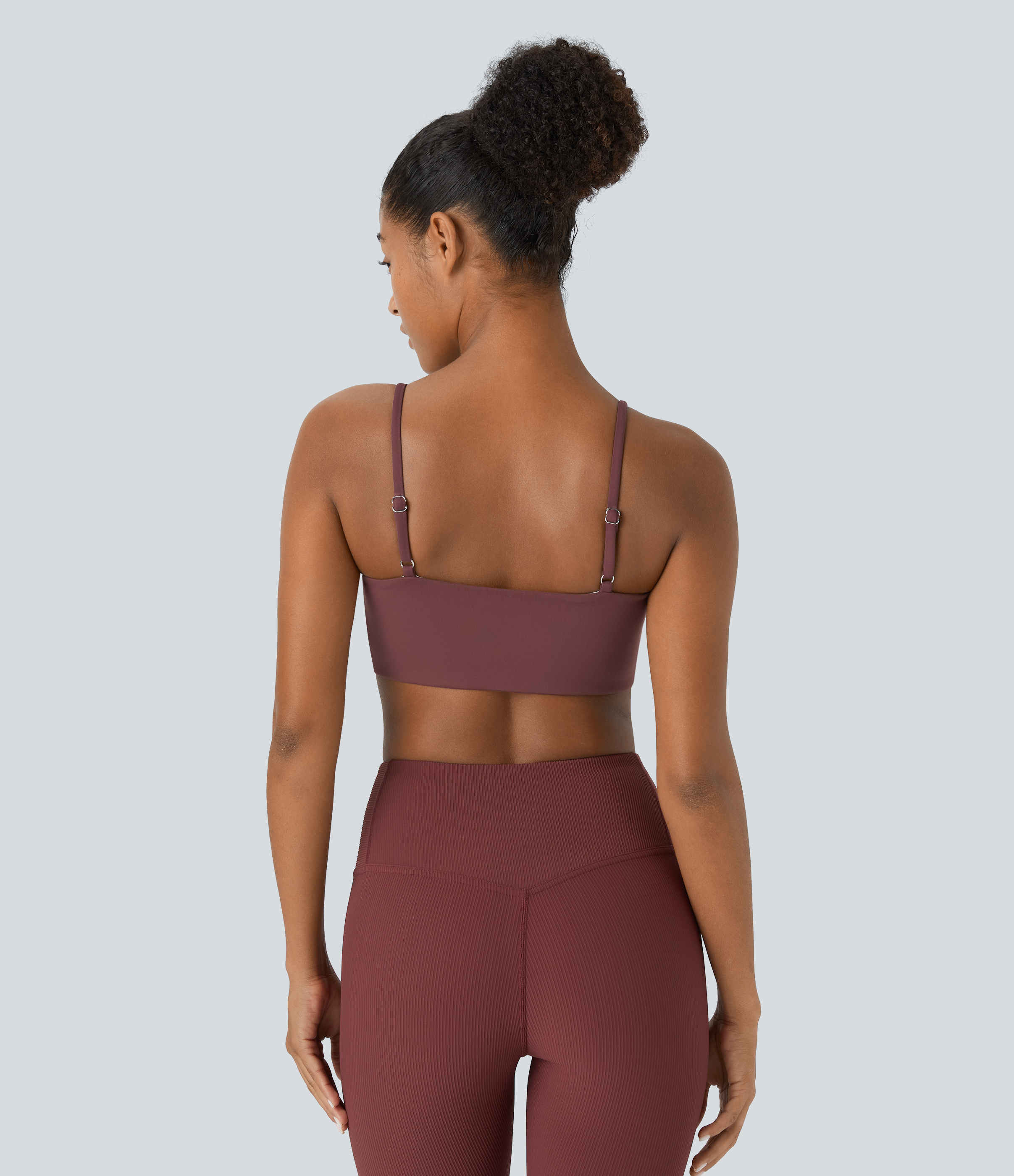 Halara Softlyzeroв„ў Low Support U Neck Adjustable Strap Backless Yoga Sports Bra  - Red Mahogany - XL push up bra strapless bra backless bra 