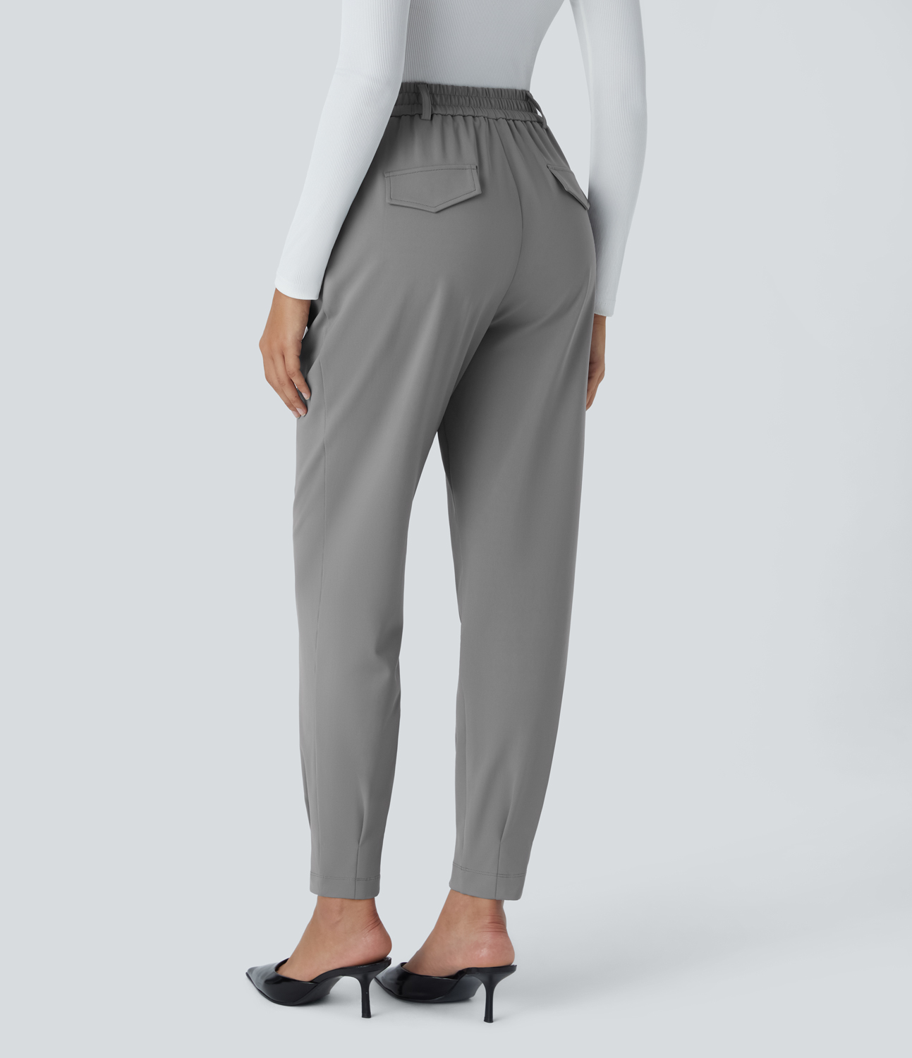 Halara High Waisted Plicated Side Pocket Work Joggers  - Silent Storm - L(regular) 