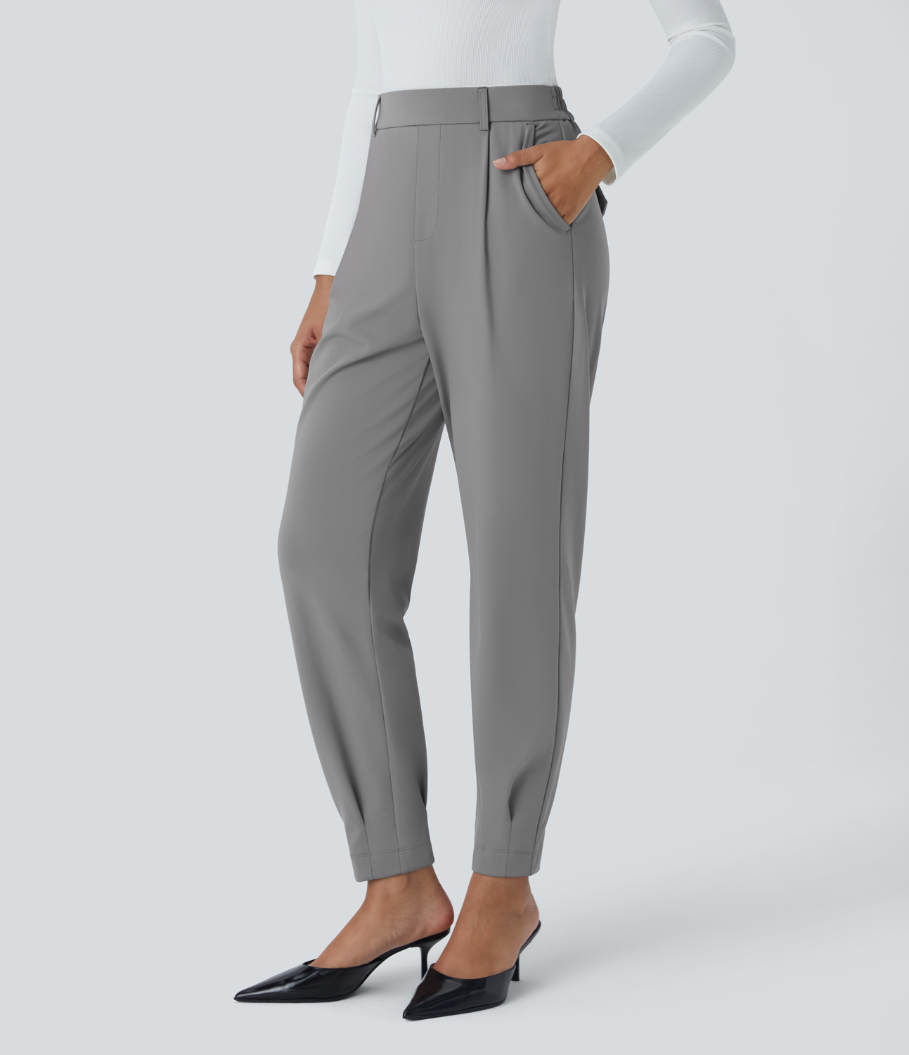Halara High Waisted Plicated Side Pocket Work Joggers  - Silent Storm - L(regular) 