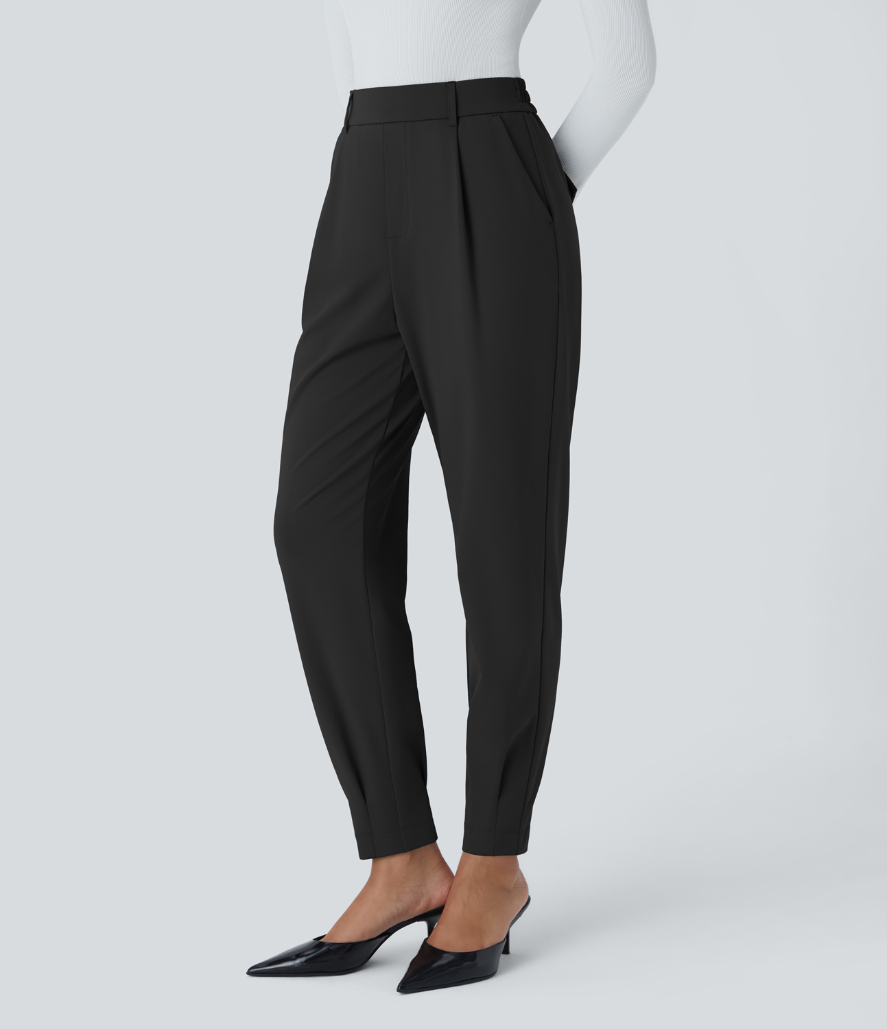 Halara High Waisted Plicated Side Pocket Work Joggers  - Black - XS(regular) 